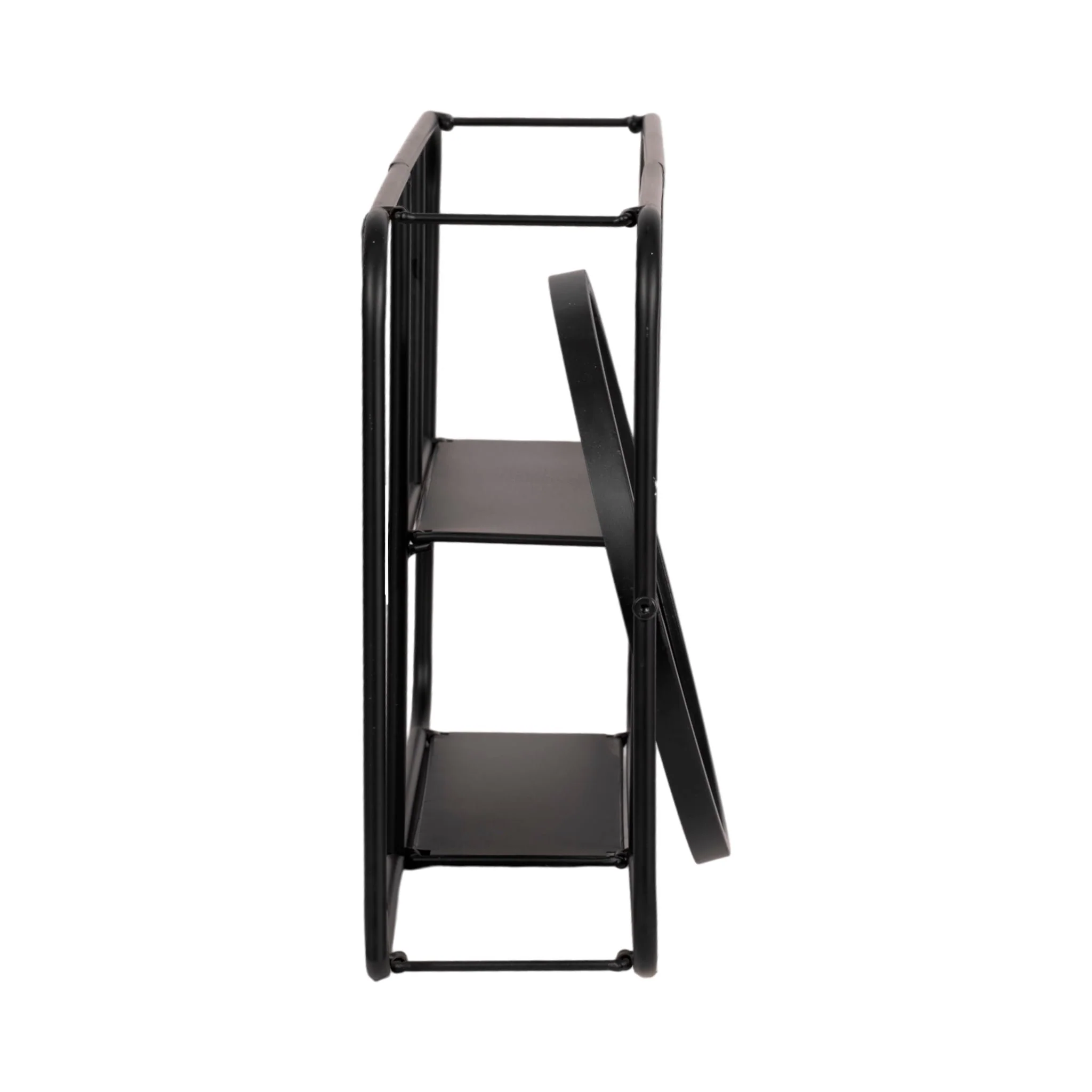 Metal. 29"l Wall Shelf W/ Mirror, Black - Image 4