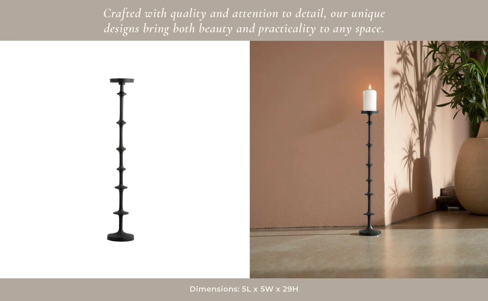 Metal, 30" Abacus Floor Pillar Candleholder, Black - Image 11