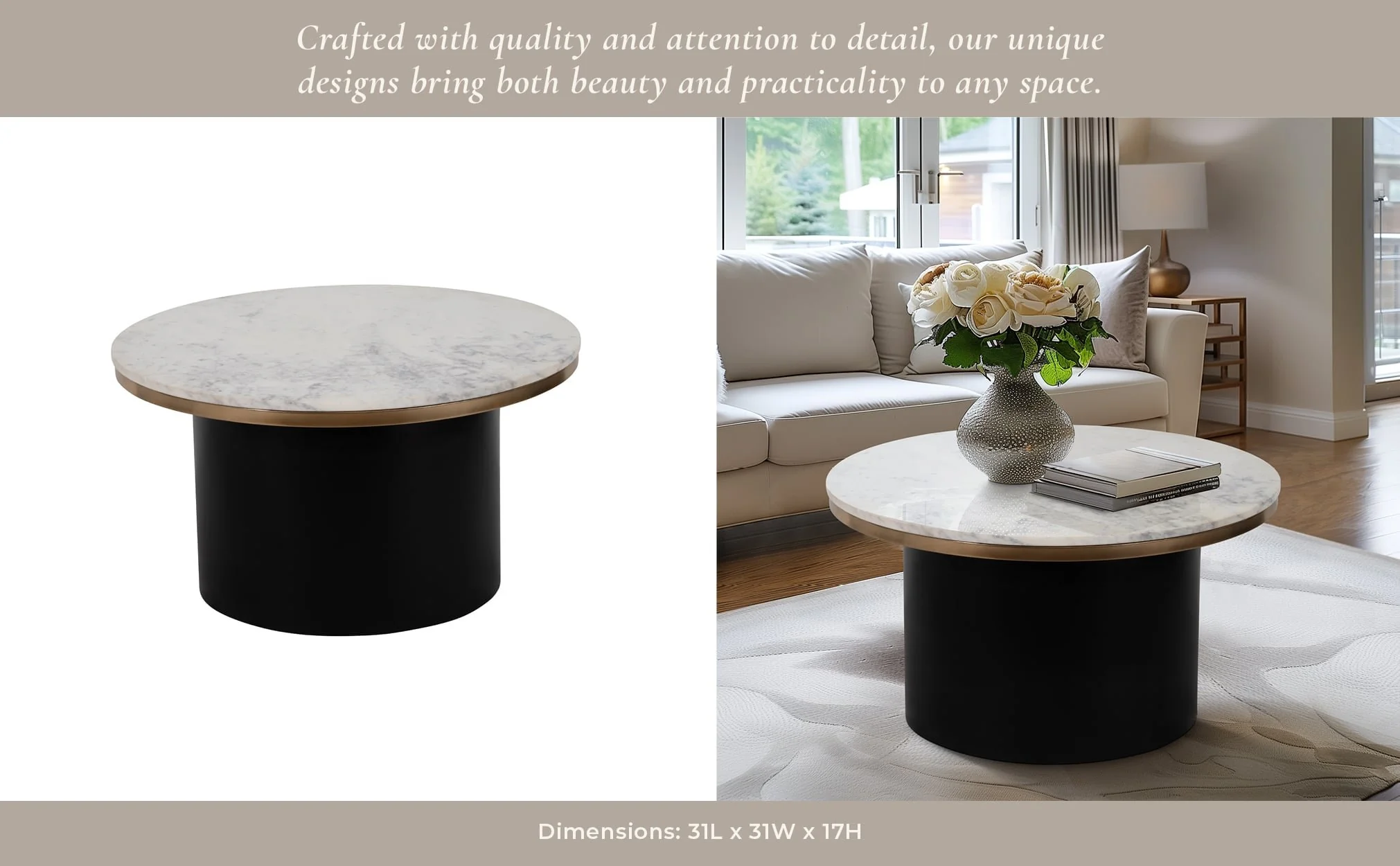 Metal, 31" Cylinder Coffee Table, Black - Image 10
