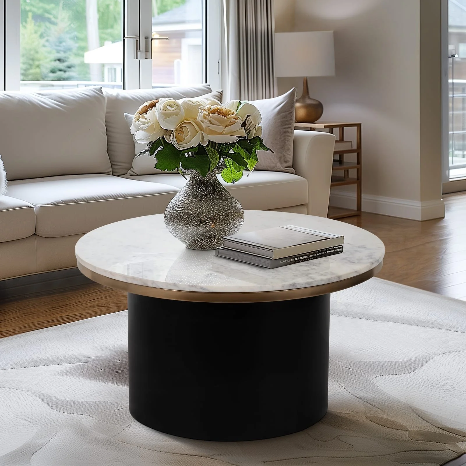 Metal, 31" Cylinder Coffee Table, Black - Image 9