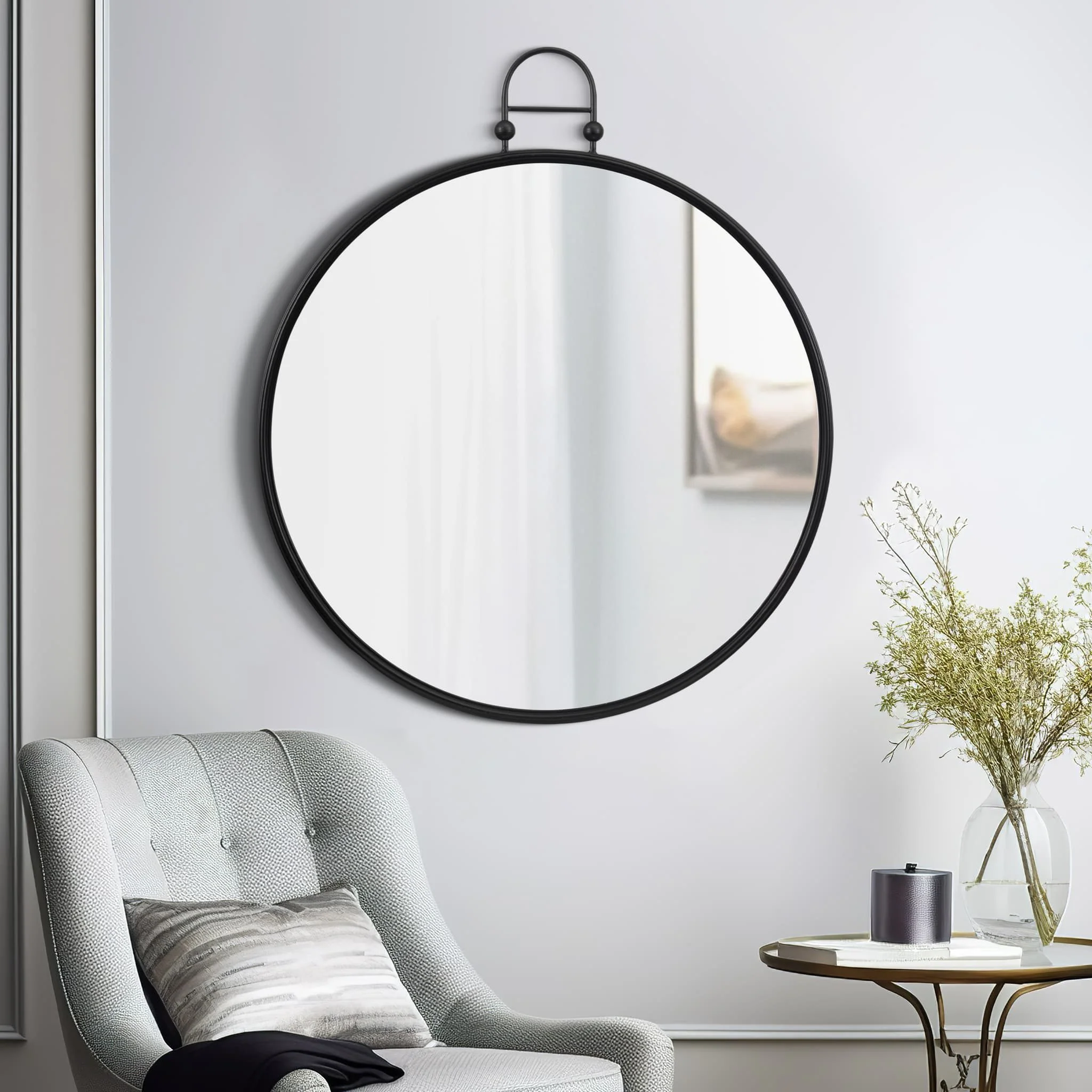Metal, 31" Mirror Metal Hoop, Black Wb - Image 9
