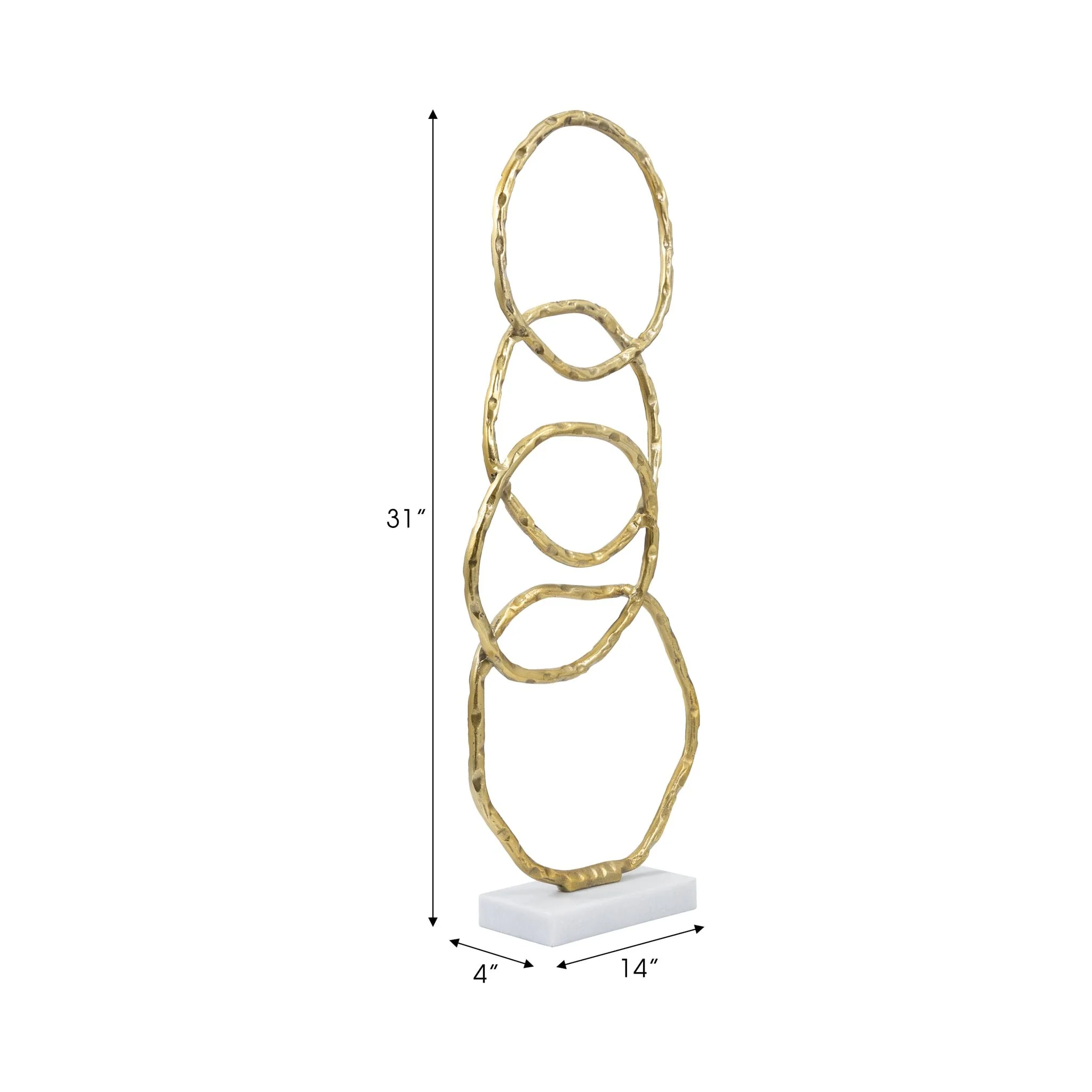 Metal, 31" Multiple Ring With Marble Base, Gold - Image 8