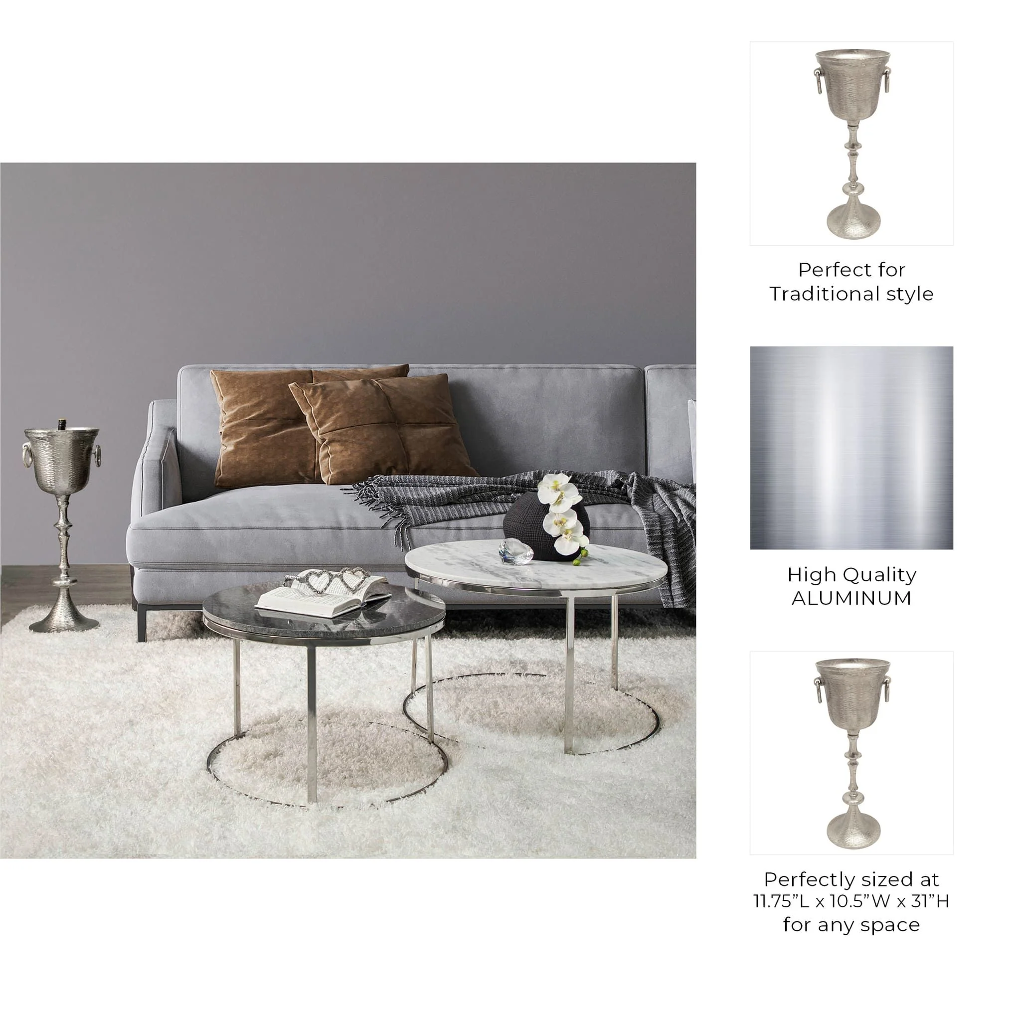 Metal 31" Wine Cooler, Silver Kd - Image 3