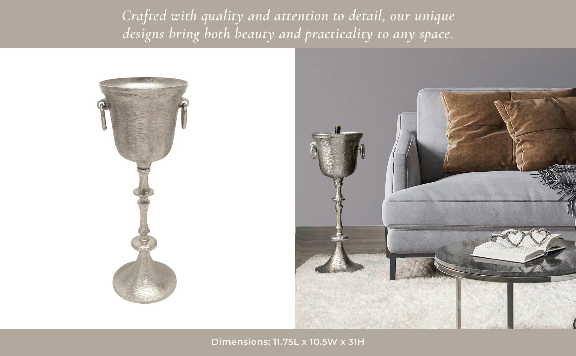Metal 31" Wine Cooler, Silver Kd - Image 6