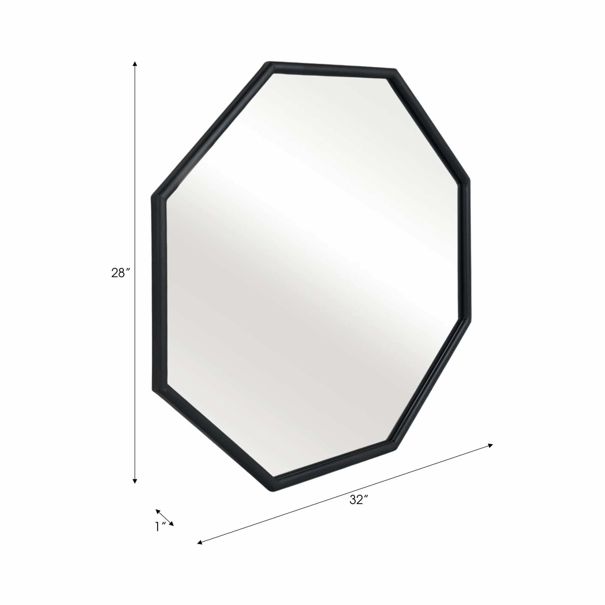 Metal, 32x28 Octagonal Mirror, Black/gld Wb - Image 7
