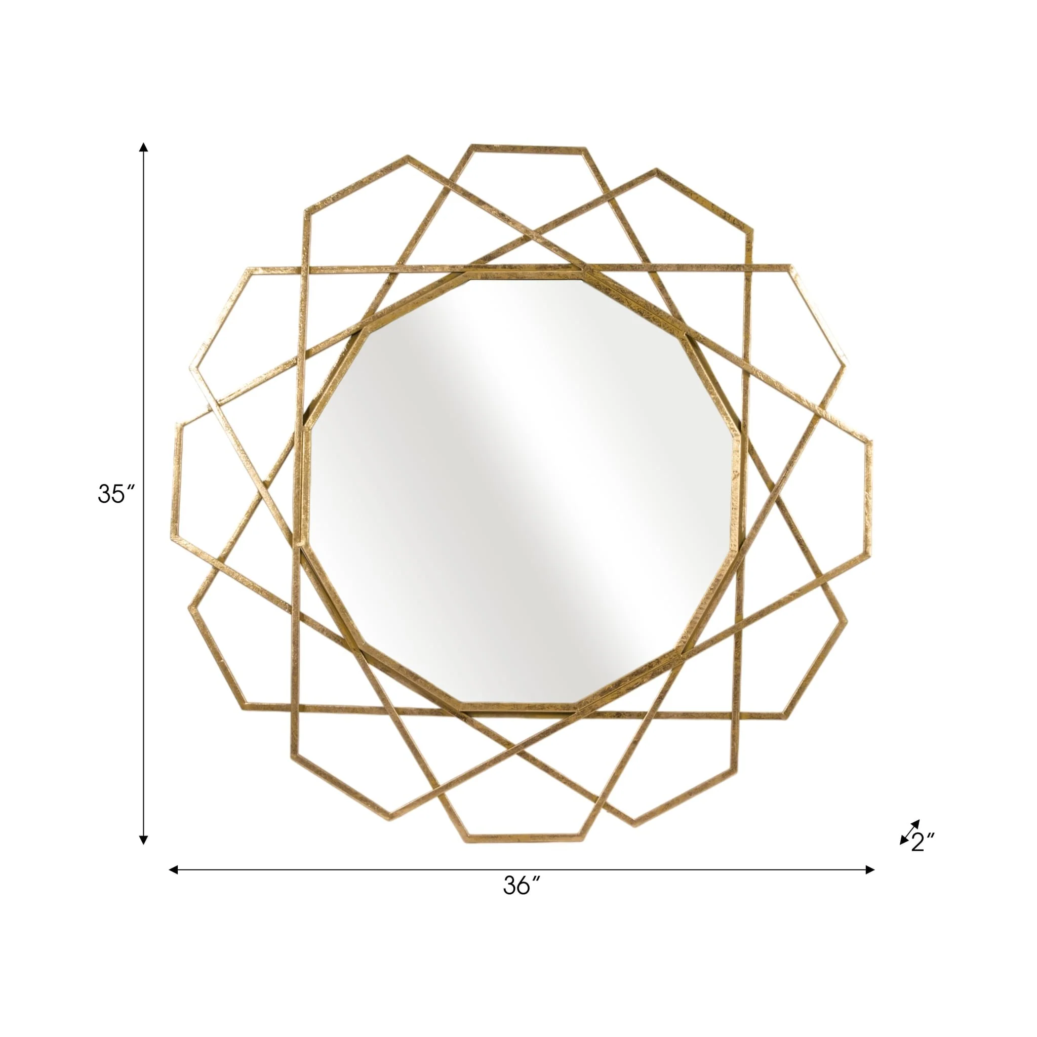 Metal 35" Geometric Mirror, Gold Wb - Image 6