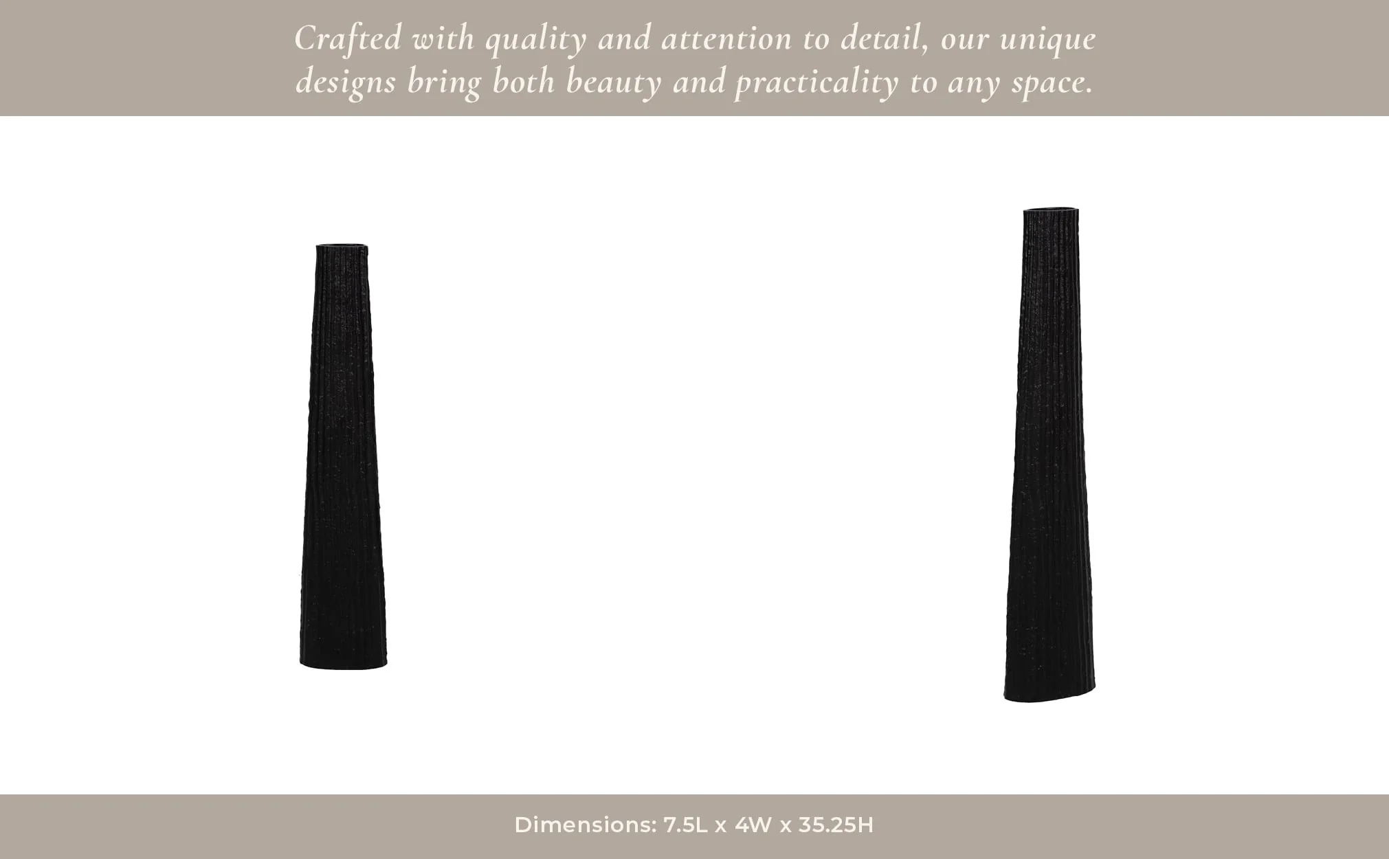 Metal, 35" Ribbed Floor Vase, Black - Image 13