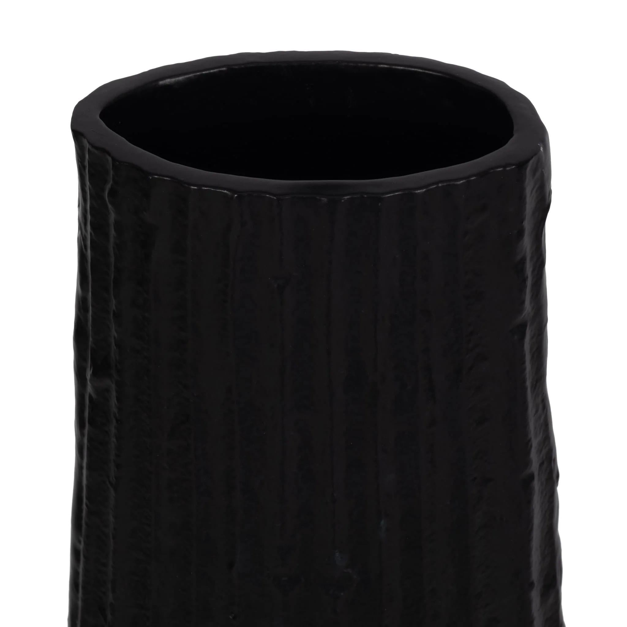 Metal, 35" Ribbed Floor Vase, Black - Image 7