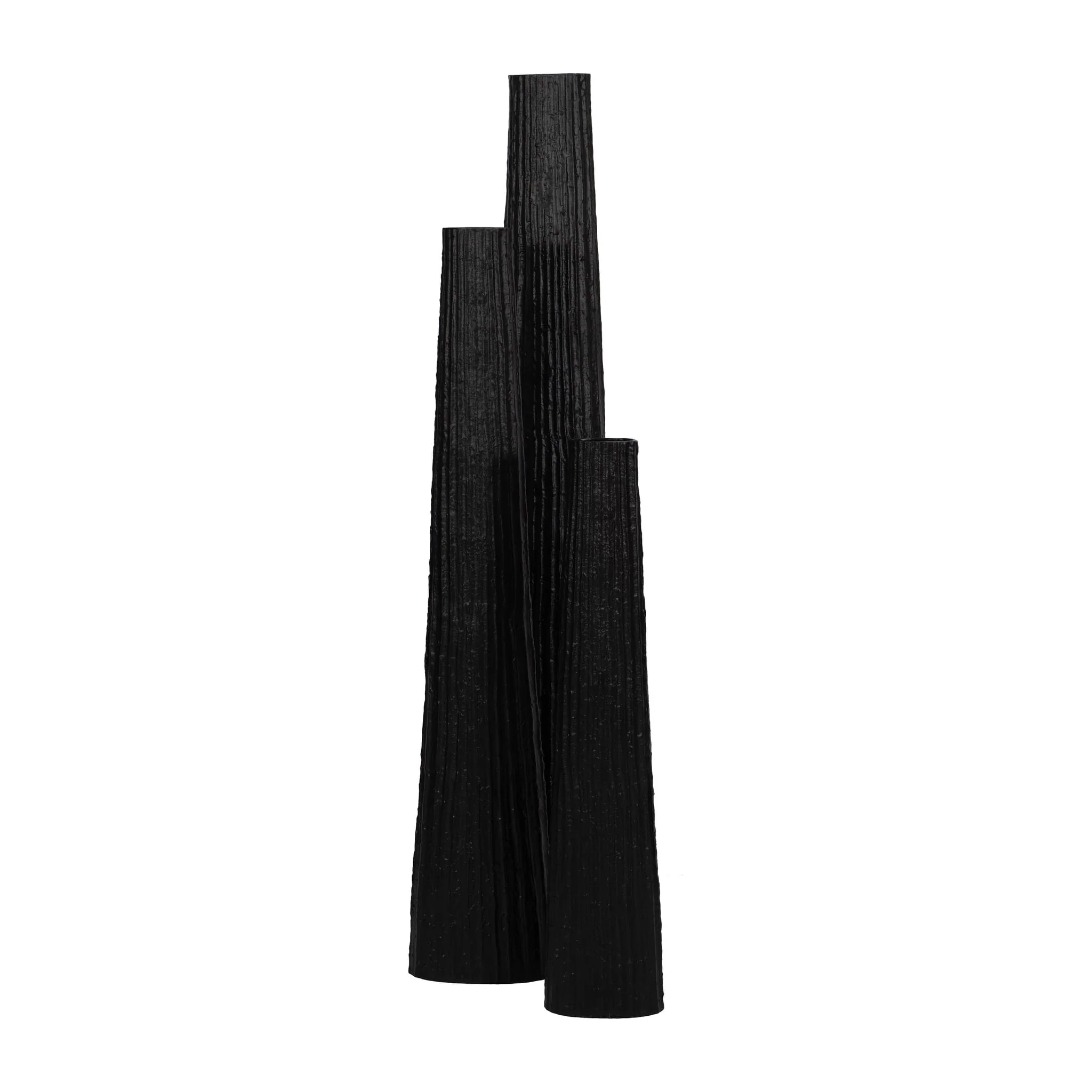 Metal, 35" Ribbed Floor Vase, Black - Image 8