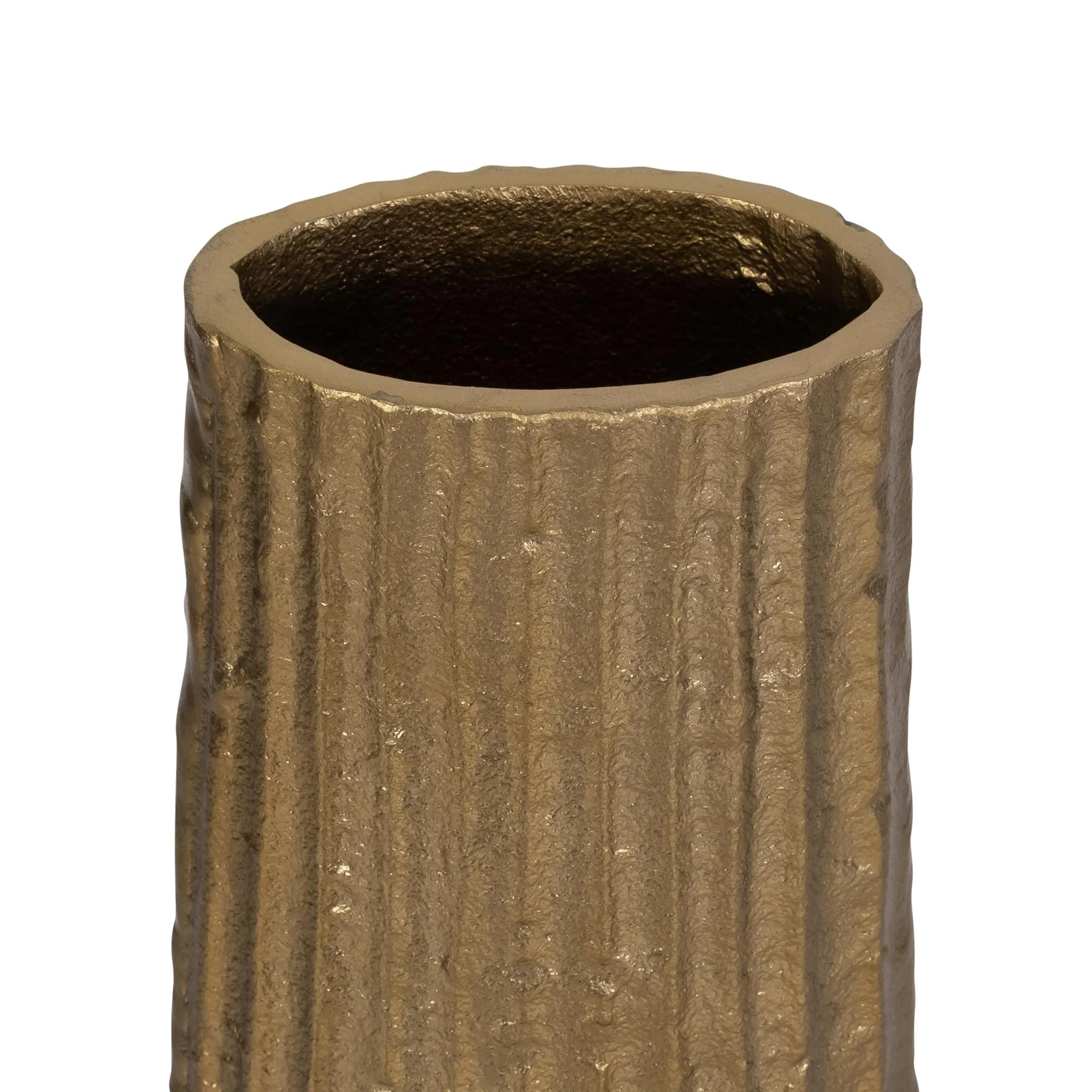 Metal, 35" Ribbed Floor Vase, Gold - Image 7