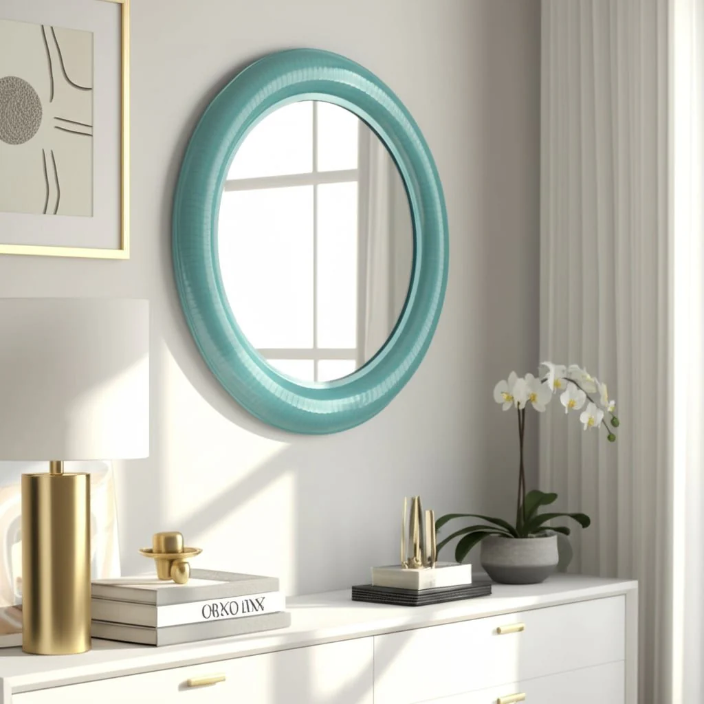 Metal 36" Round Mirror, Turq - Image 10