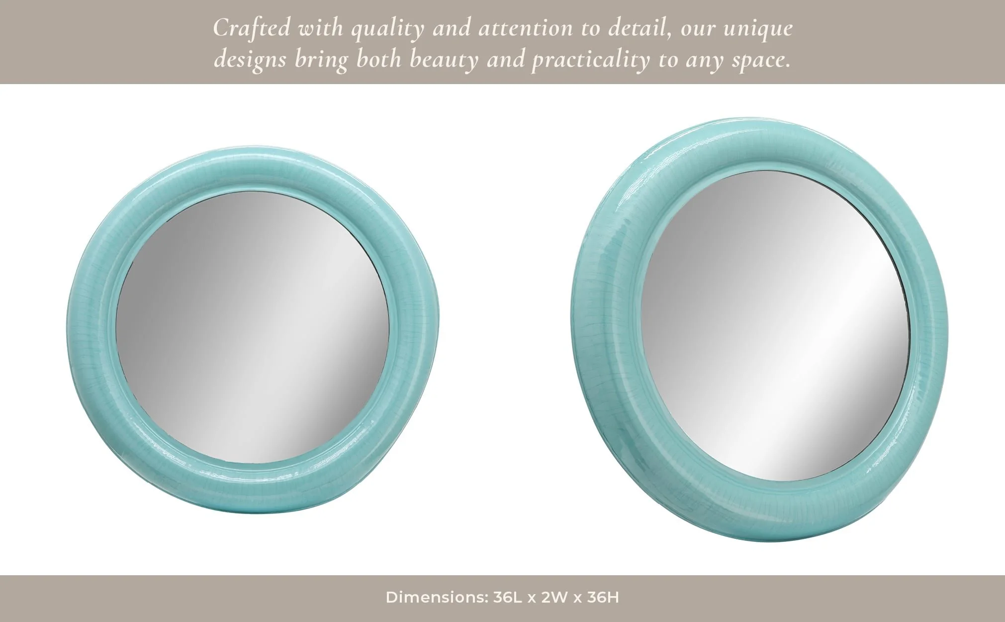 Metal 36" Round Mirror, Turq - Image 11