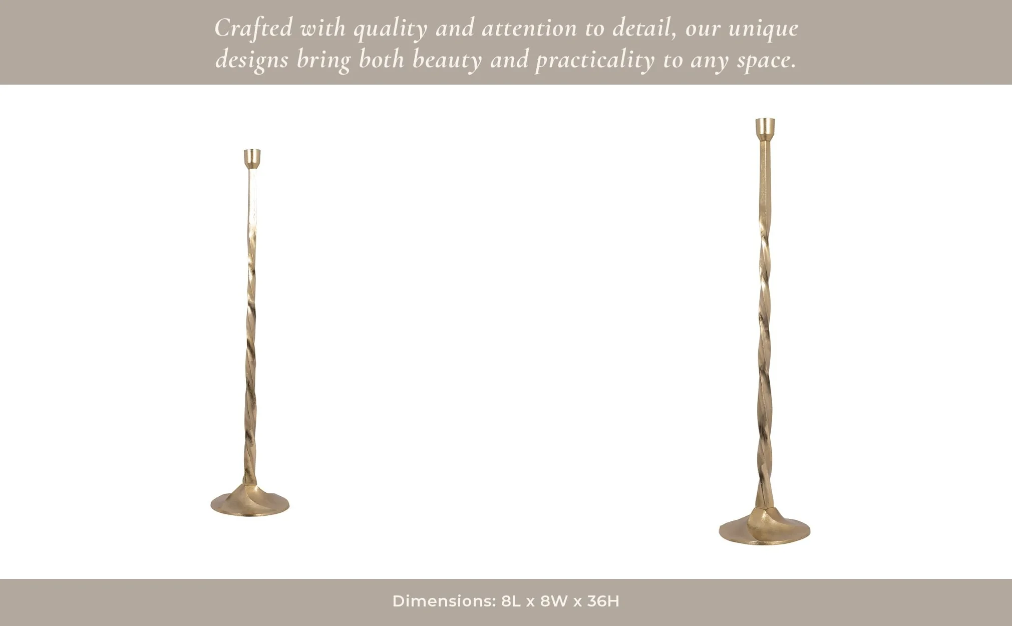 Metal, 36" Twisted Floor Taper Candleholder, Gold - Image 13