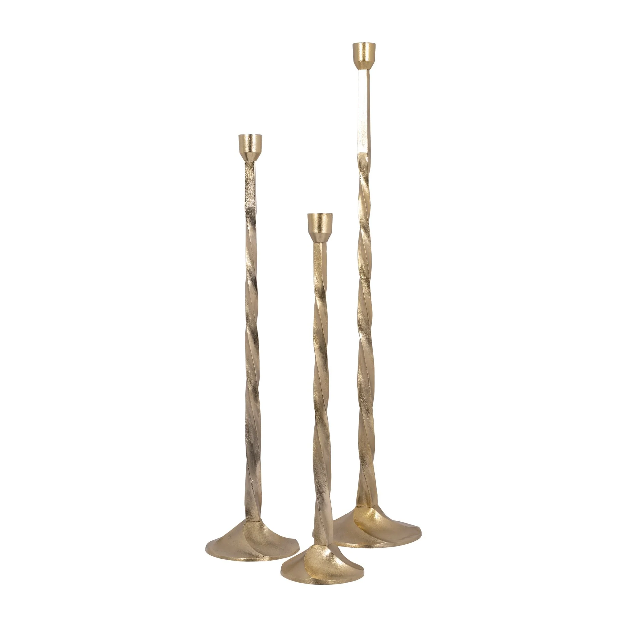 Metal, 36" Twisted Floor Taper Candleholder, Gold - Image 7