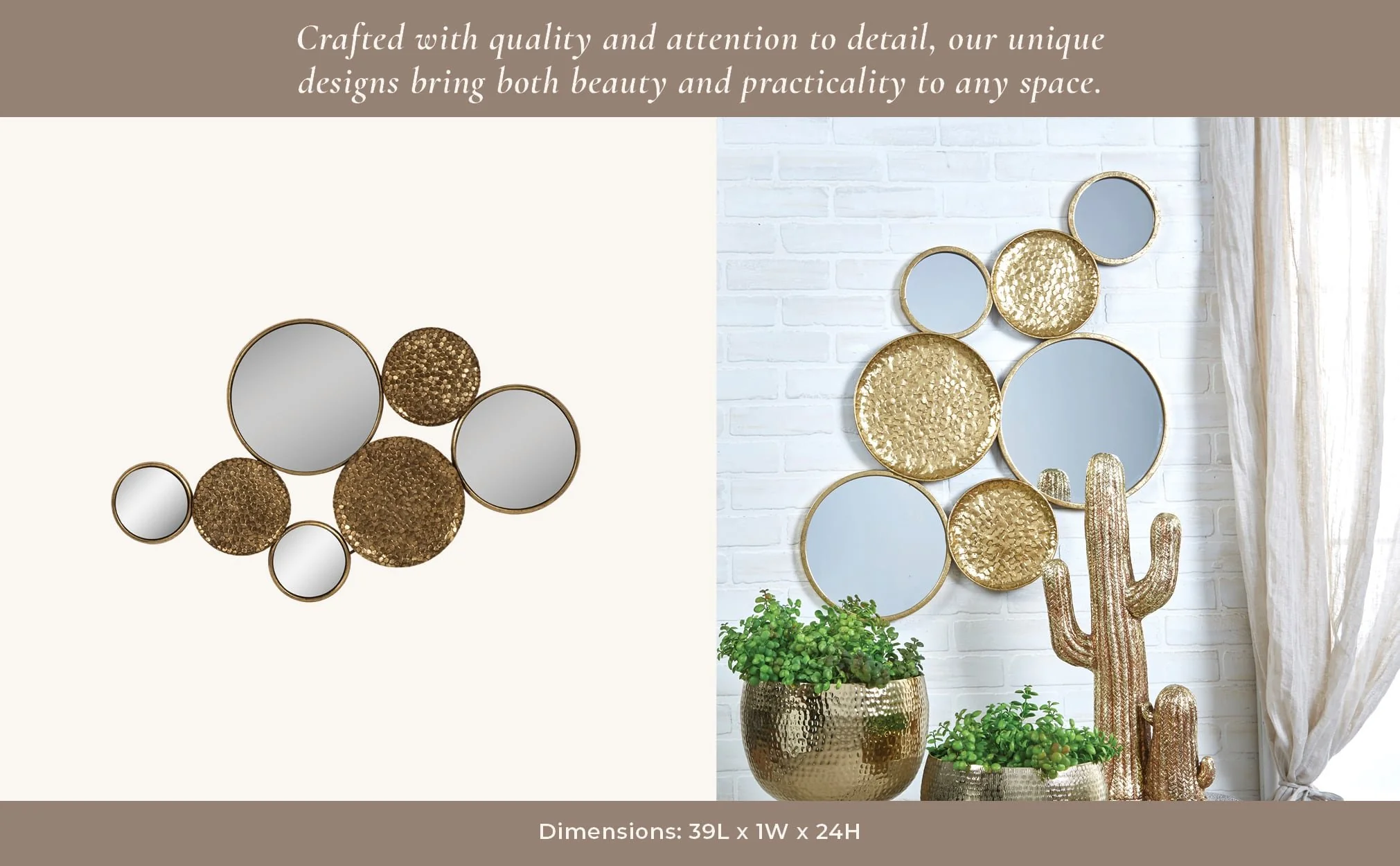 Metal 39" Mirrored Wall Decor,gold, Wb - Image 11