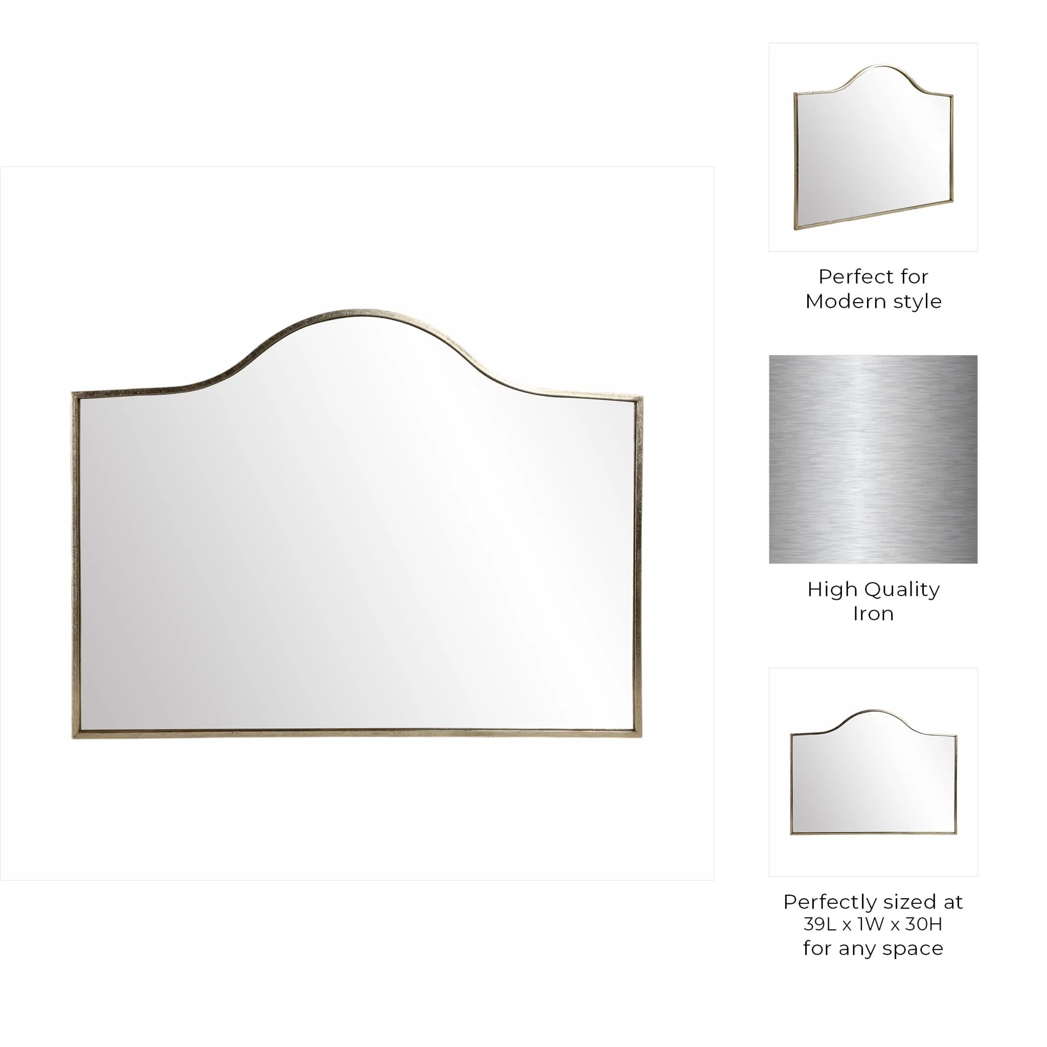 Metal, 39x30 Arch Mirror, Gold - Image 8