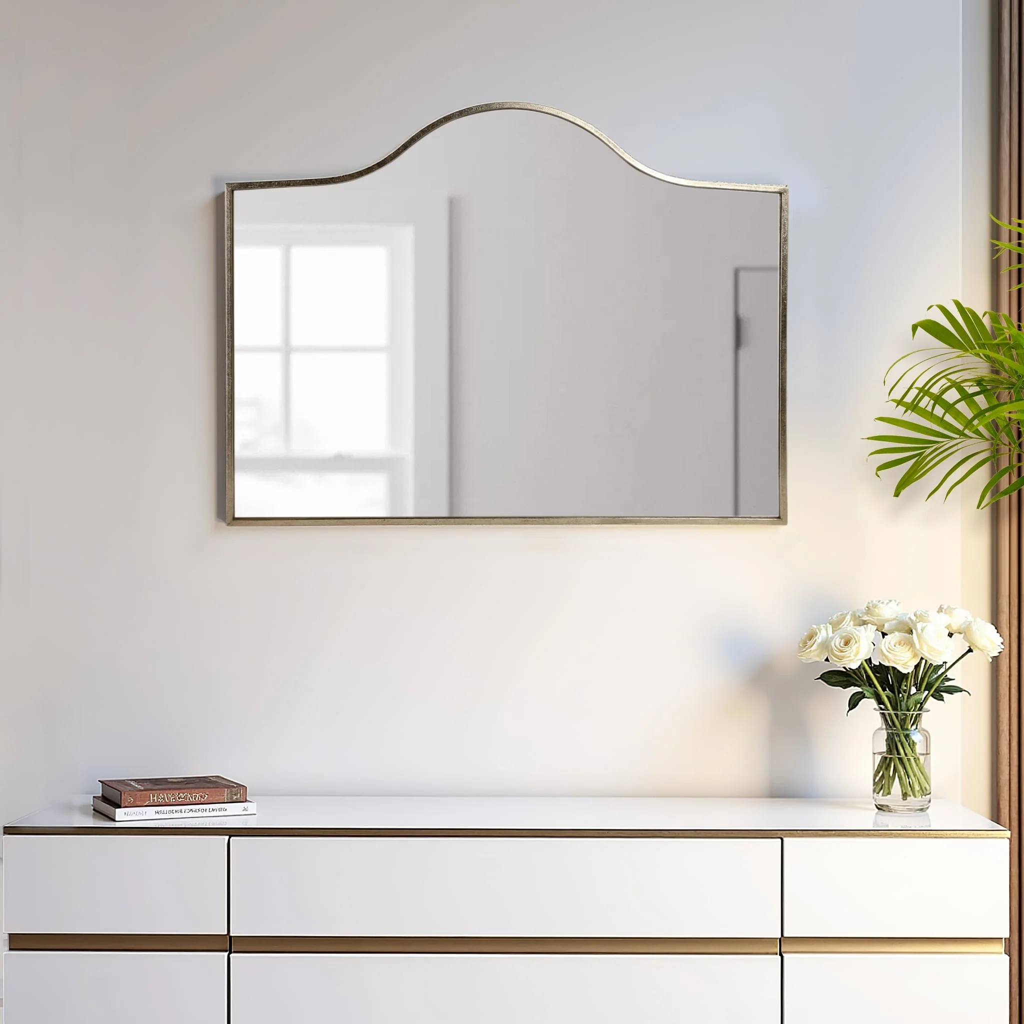 Metal, 39x30 Arch Mirror, Gold - Image 9
