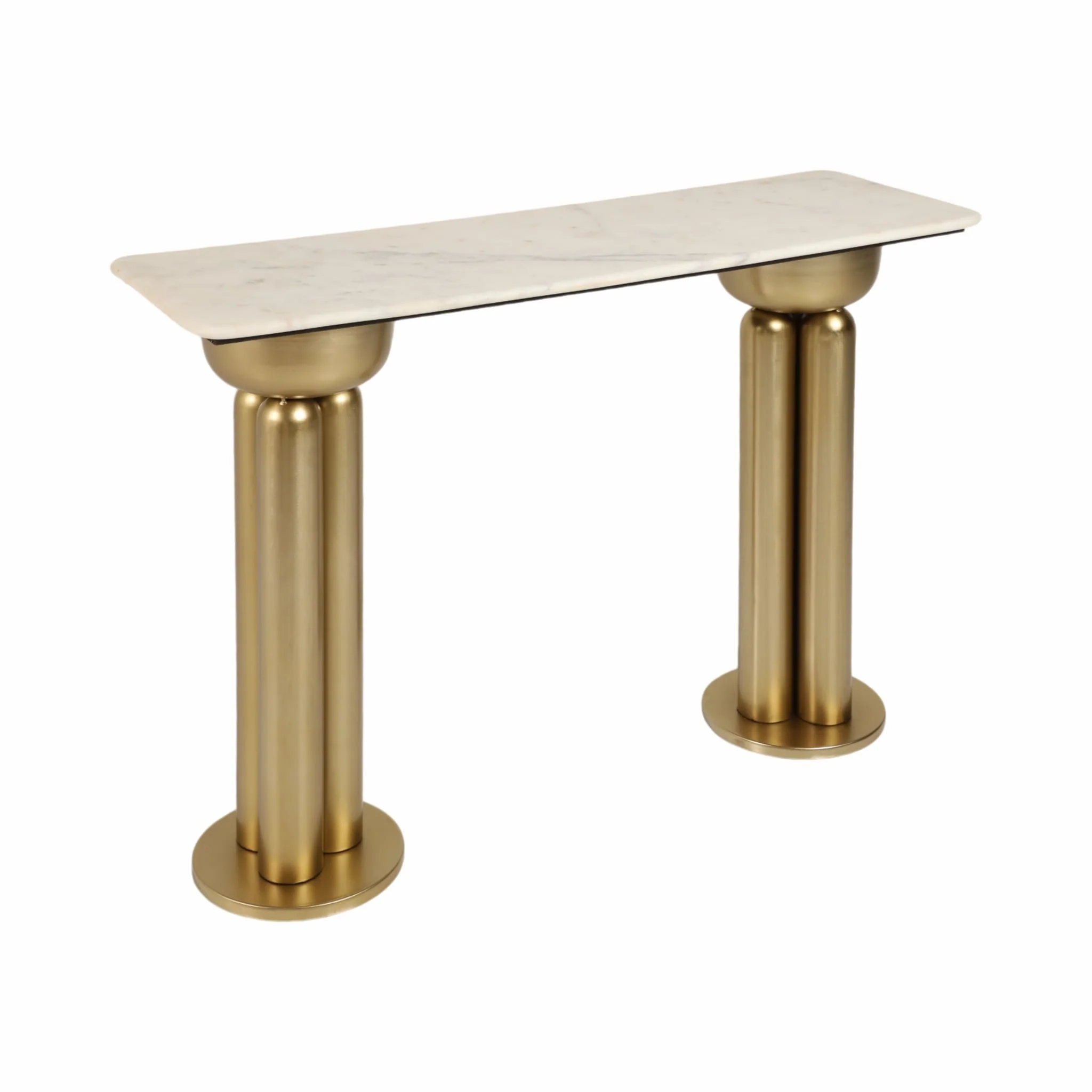Metal, 42" Marble Top Console, Gold/white - Image 2