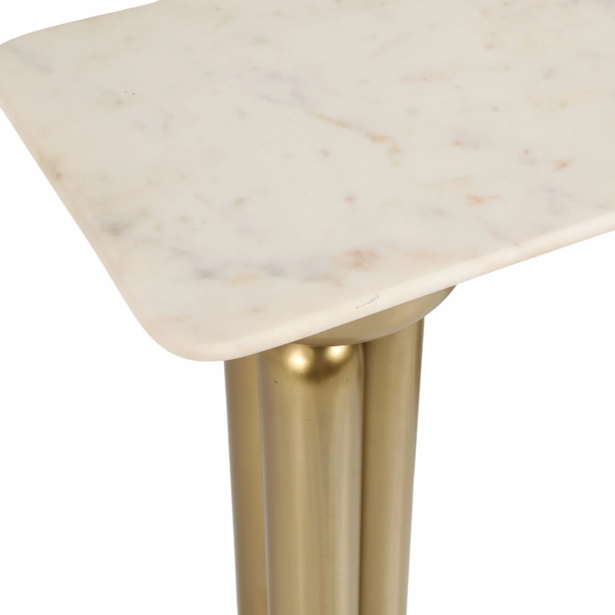 Metal, 42" Marble Top Console, Gold/white - Image 6