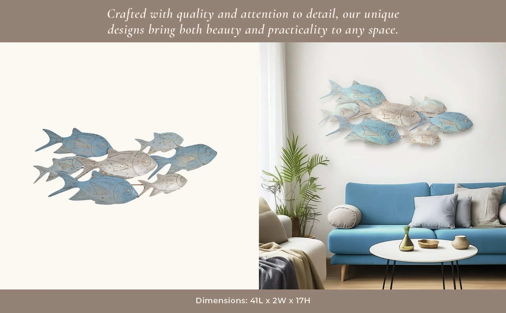 Metal 42" School Of Fish Wall Decor Wb - Image 8