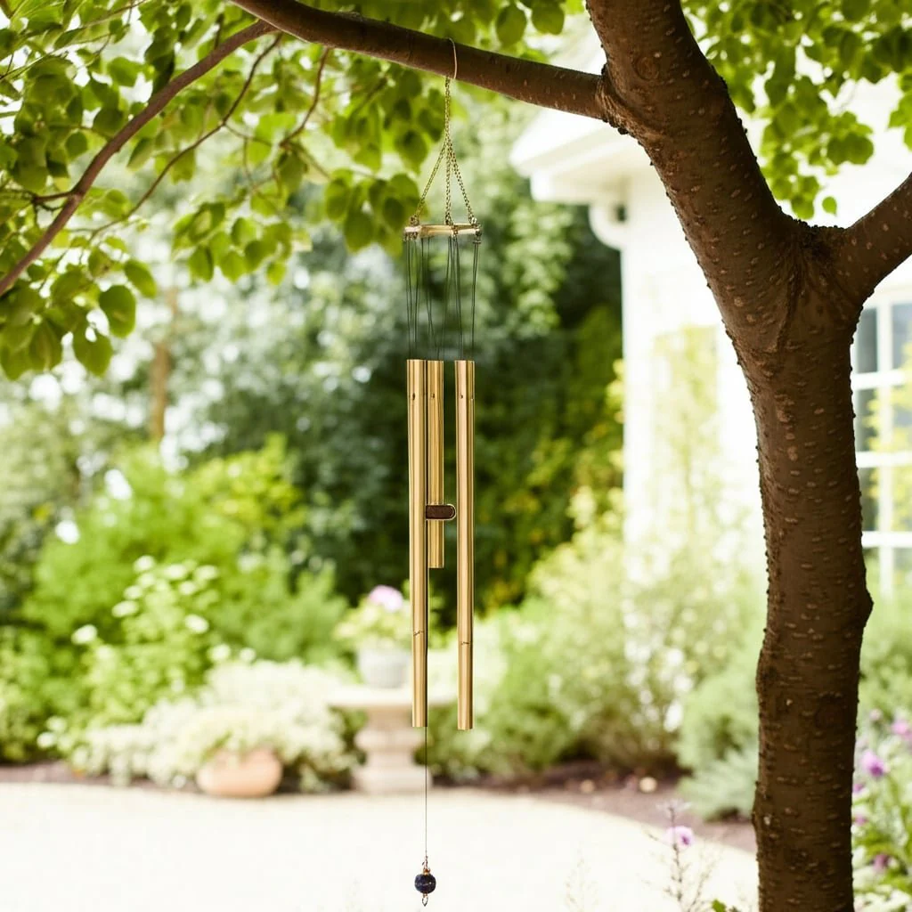 Metal, 43" 5-pipes Windchime, Antique Gold - Image 12