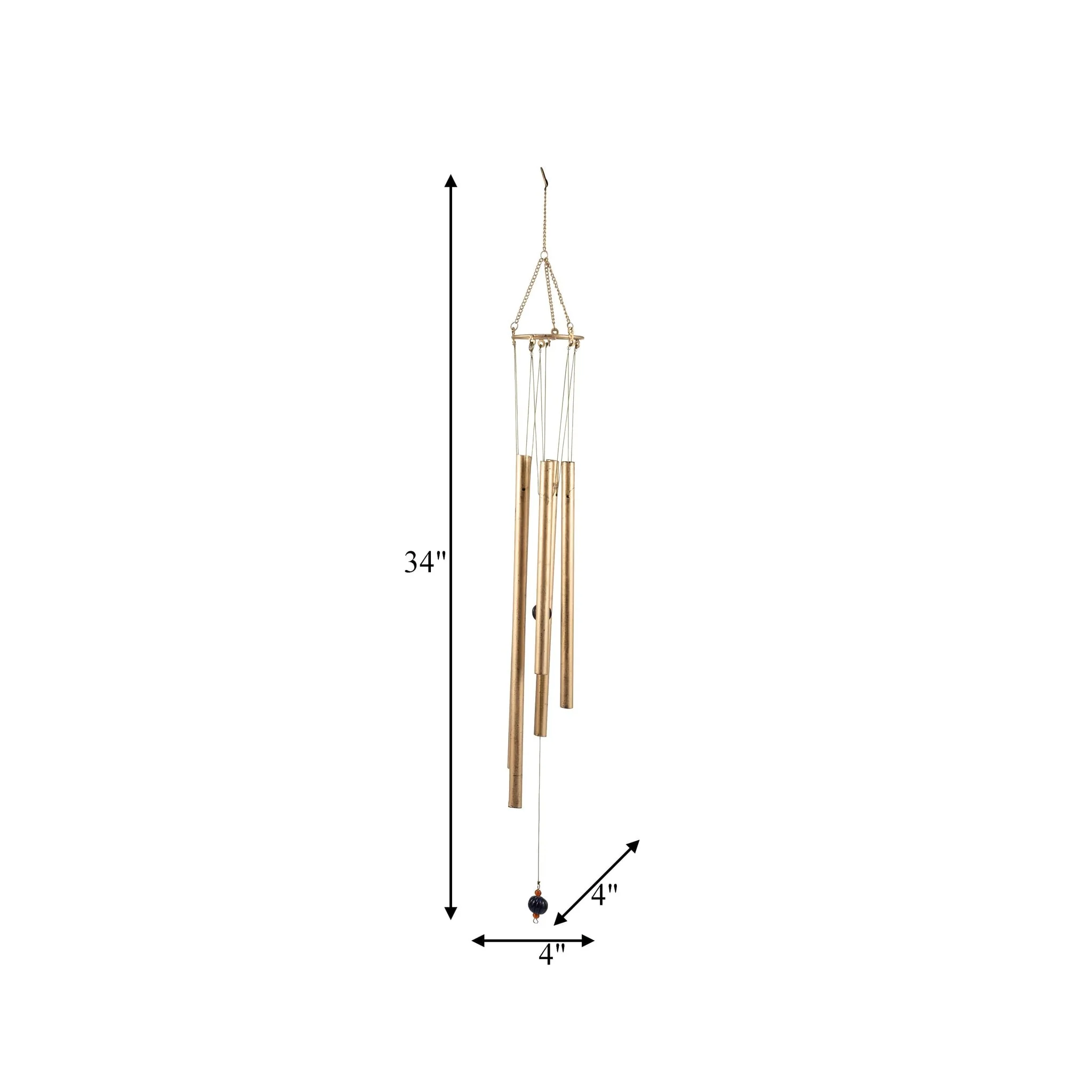 Metal, 43" 5-pipes Windchime, Antique Gold - Image 9