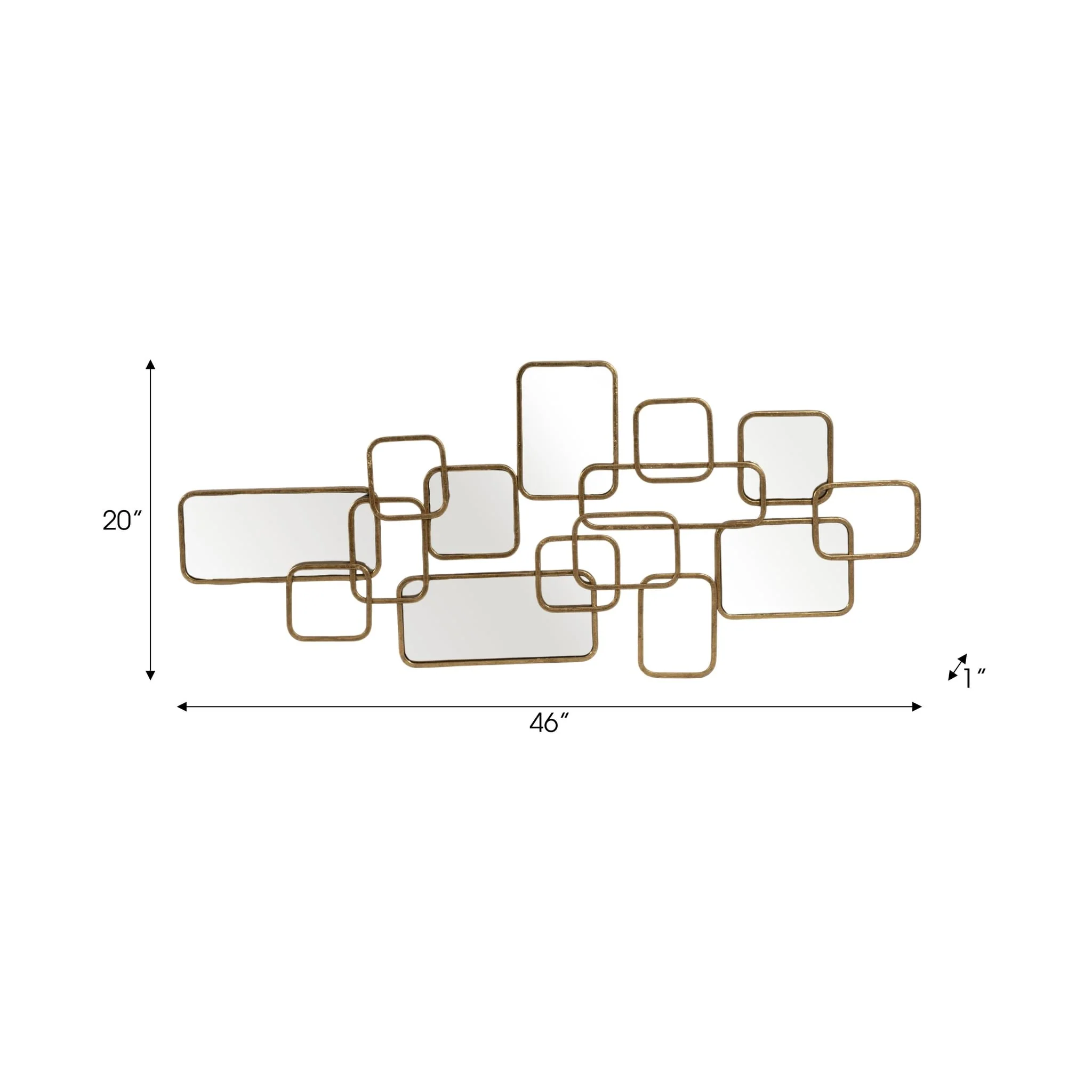 Metal, 46x20 Wall Accent W/ Mirrors, Gold Wb - Image 7
