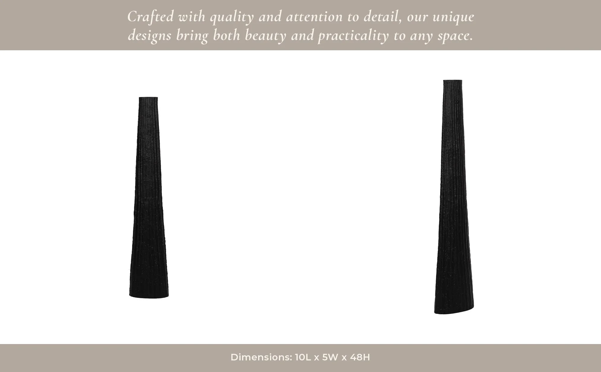 Metal, 48" Ribbed Floor Vase, Black - Image 12