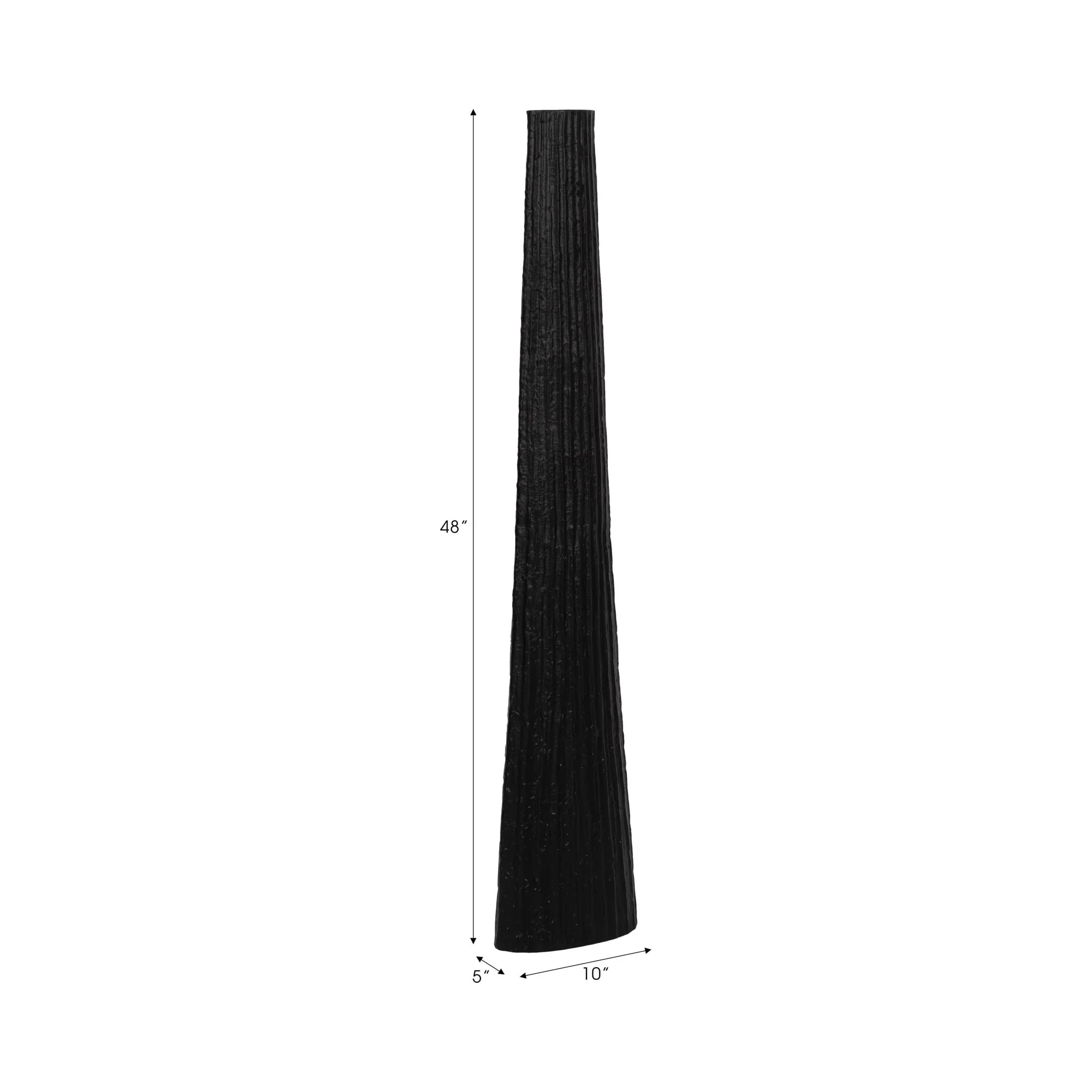 Metal, 48" Ribbed Floor Vase, Black - Image 9