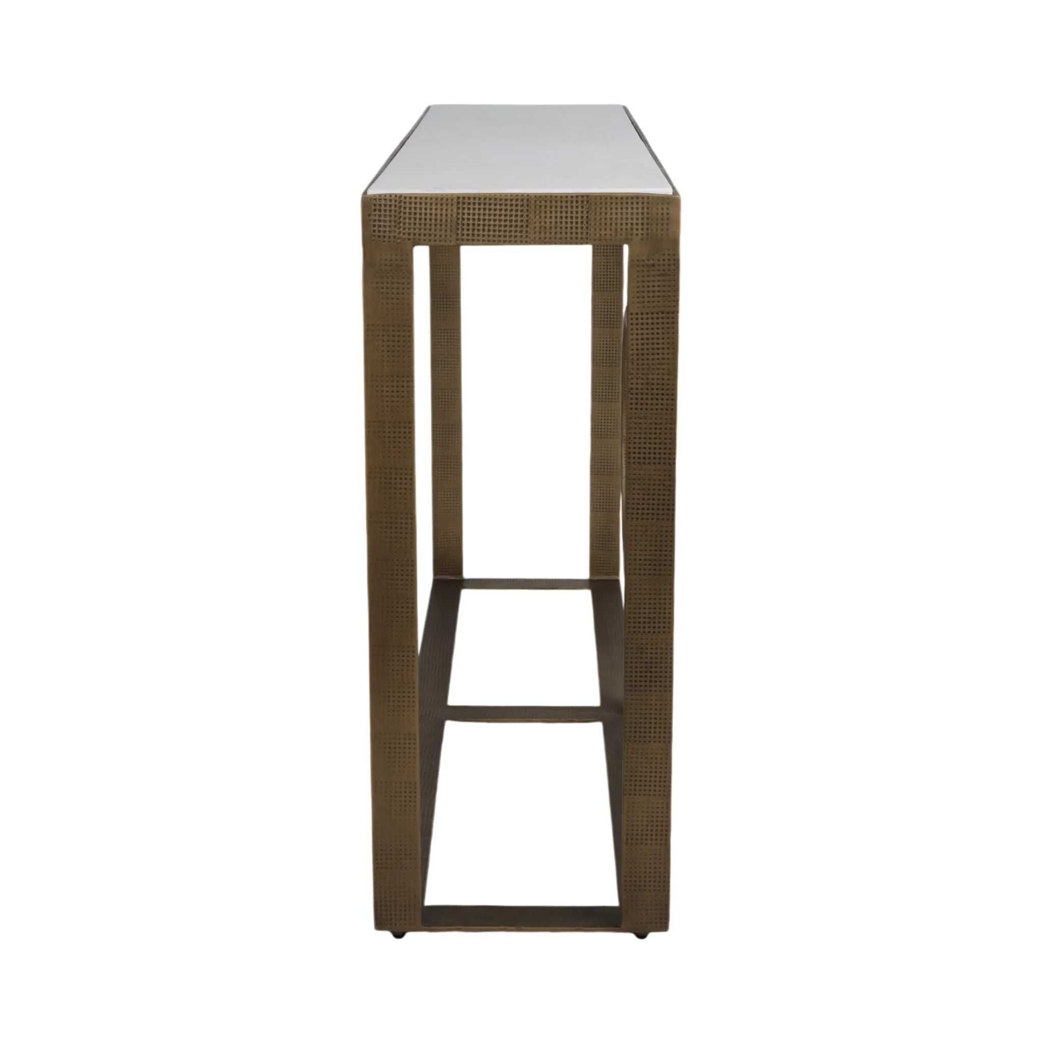 Metal, 48x31 Marble Top Console, Gold;white/2boxes - Image 3
