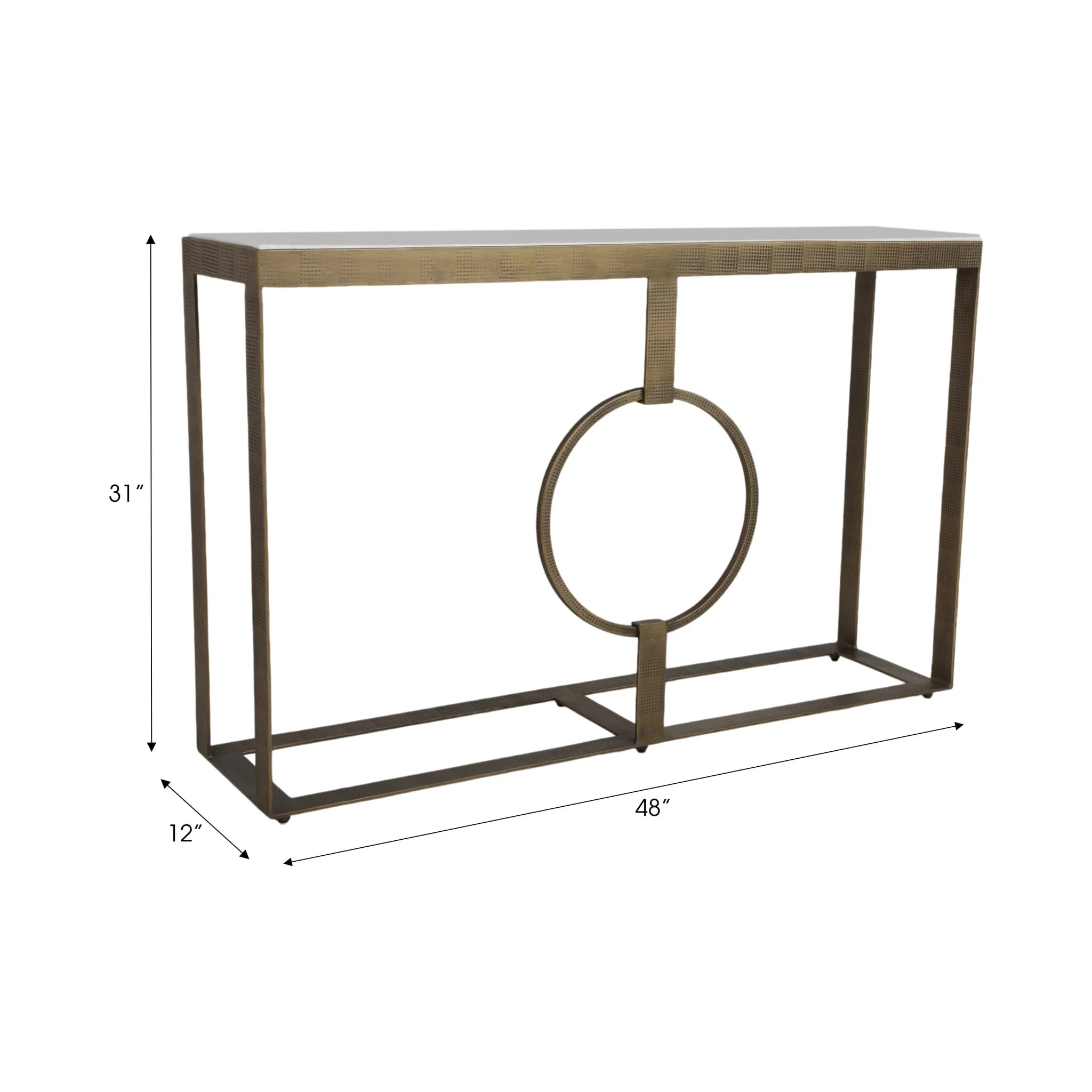 Metal, 48x31 Marble Top Console, Gold;white/2boxes - Image 8