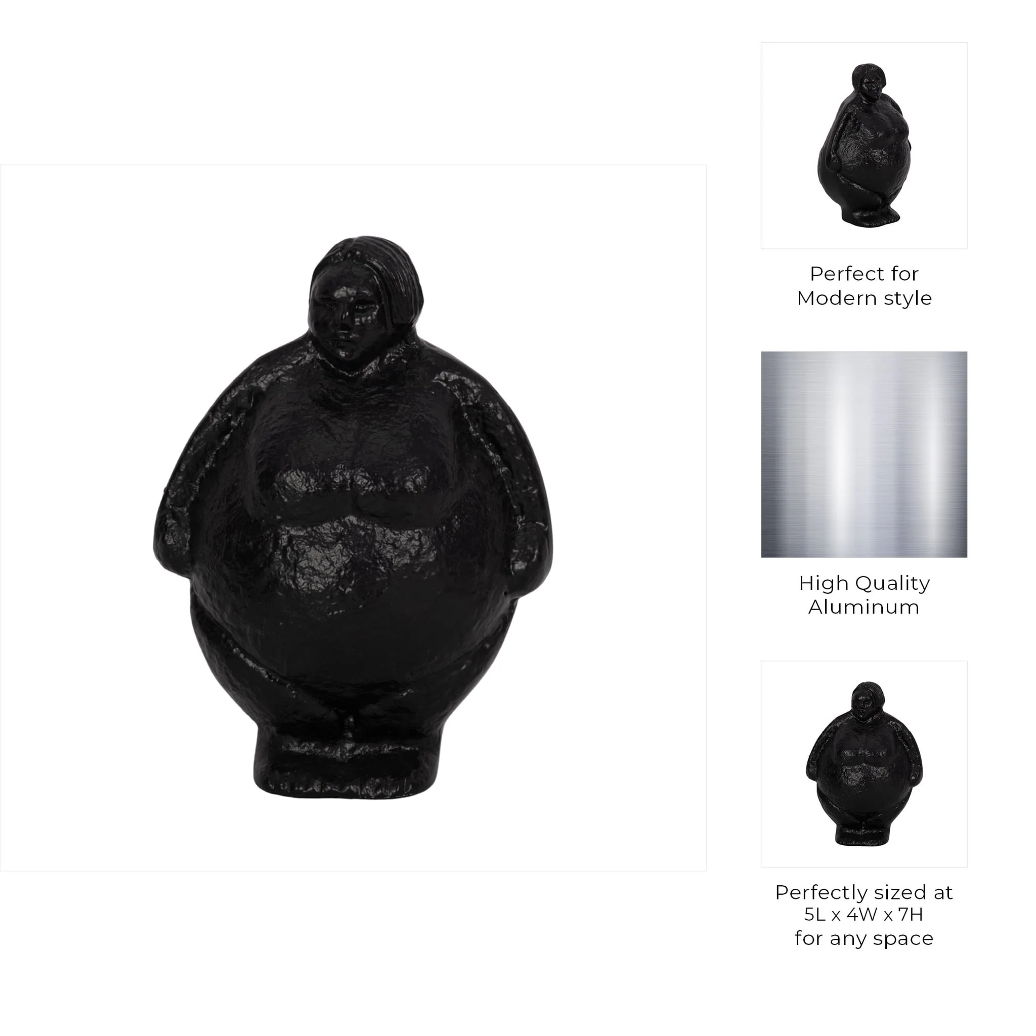 Metal, 5" Full Figured Woman, Black - Image 9