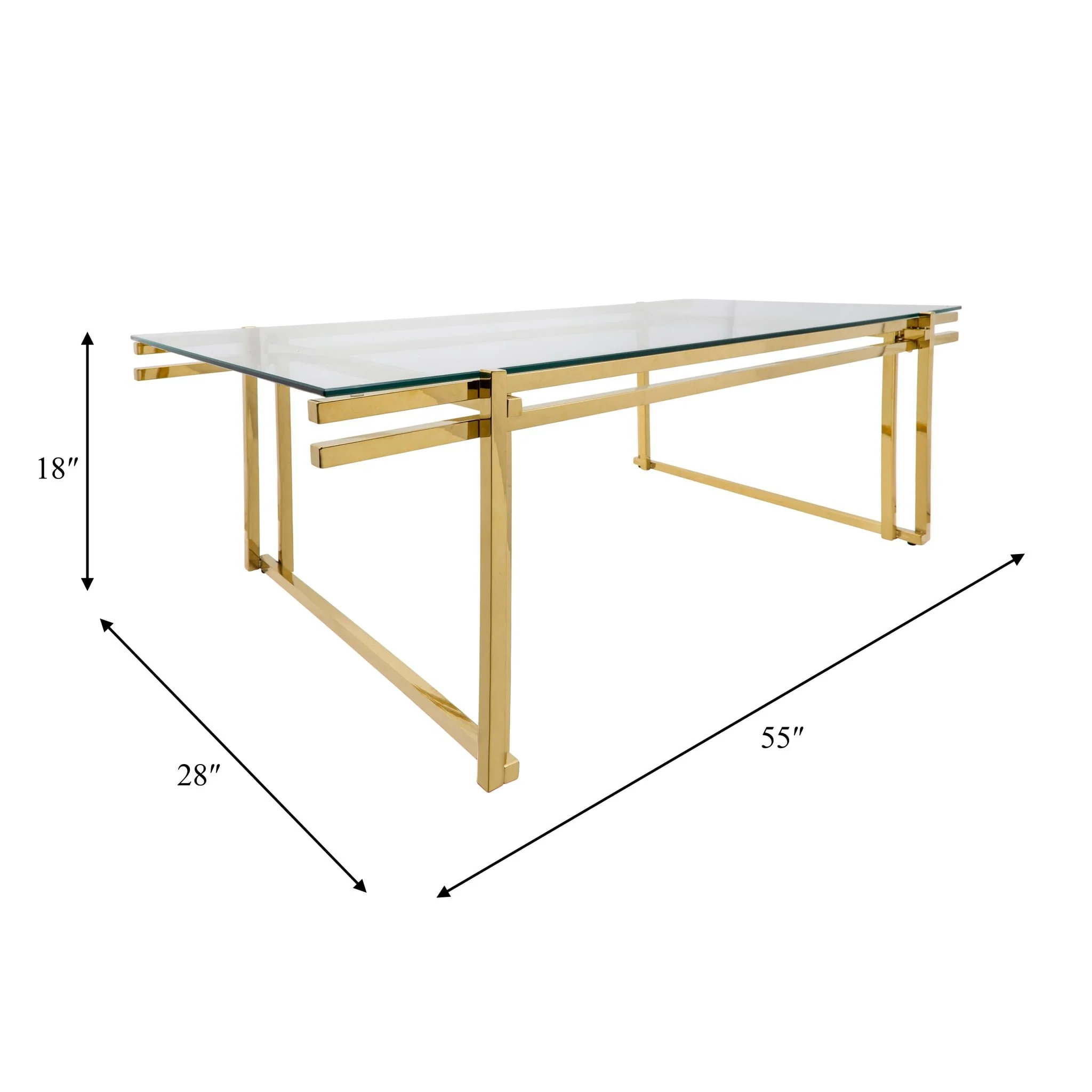 Metal 55" Coffee Table, Gold - Image 3