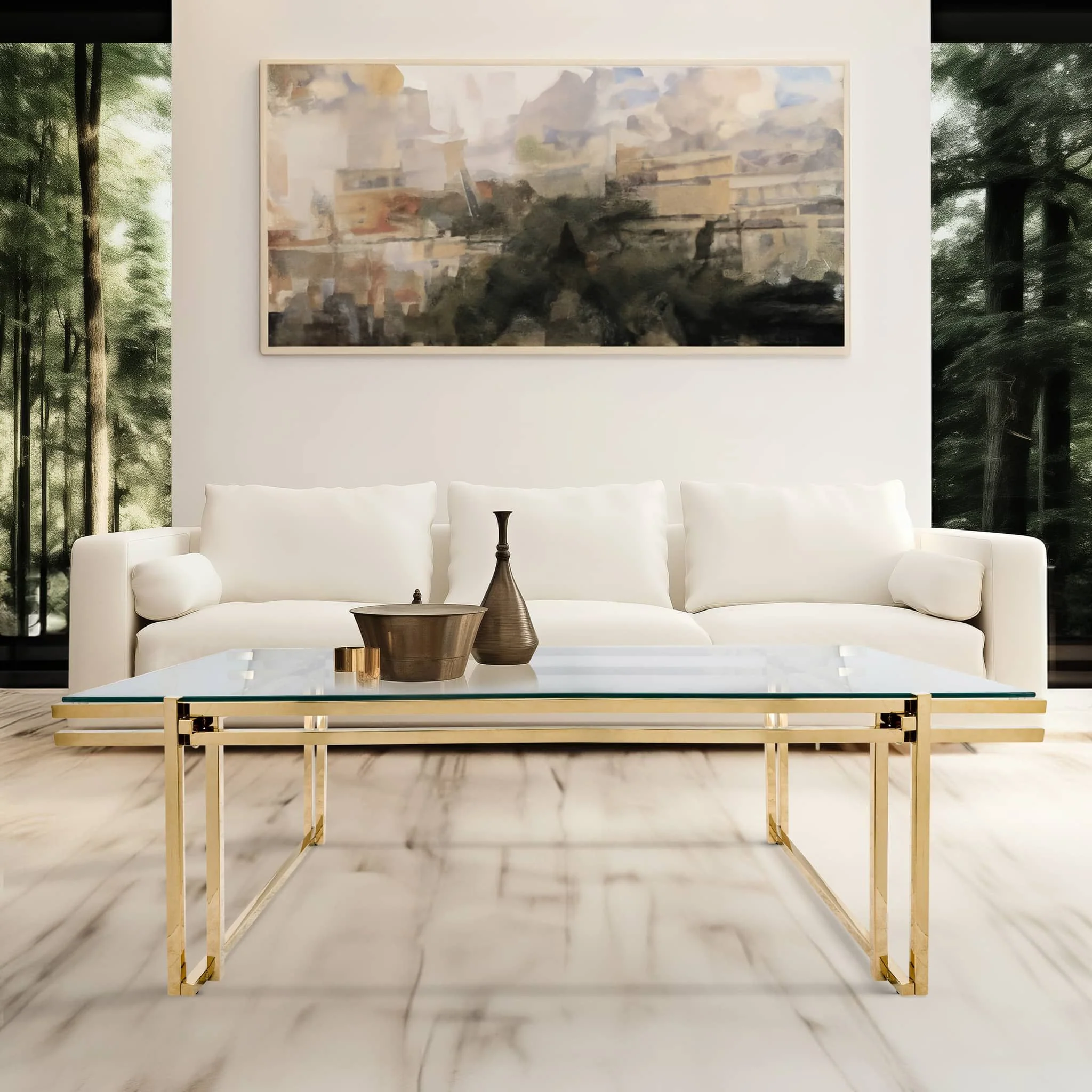 Metal 55" Coffee Table, Gold - Image 6