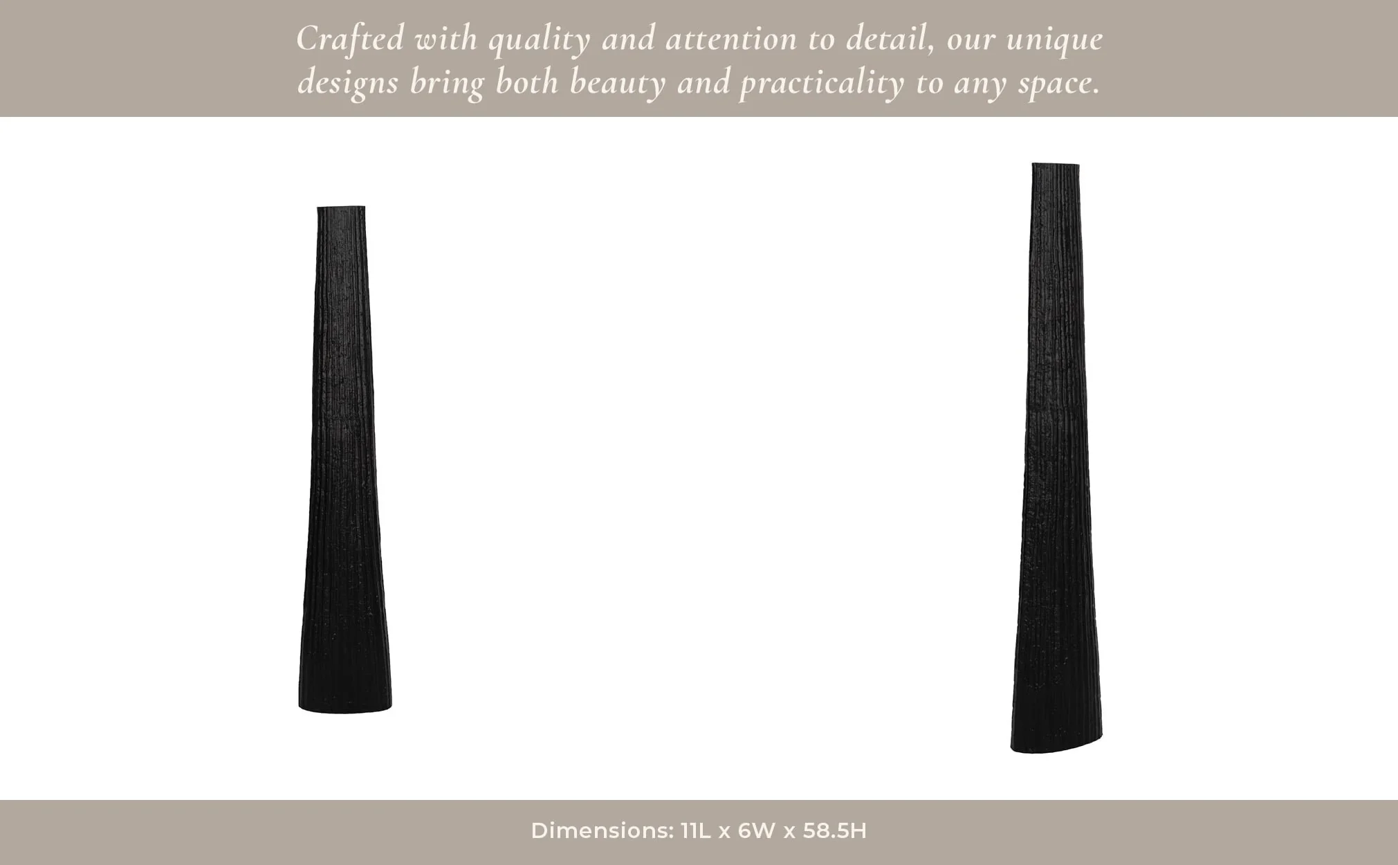 Metal, 58" Ribbed Floor Vase, Black - Image 12