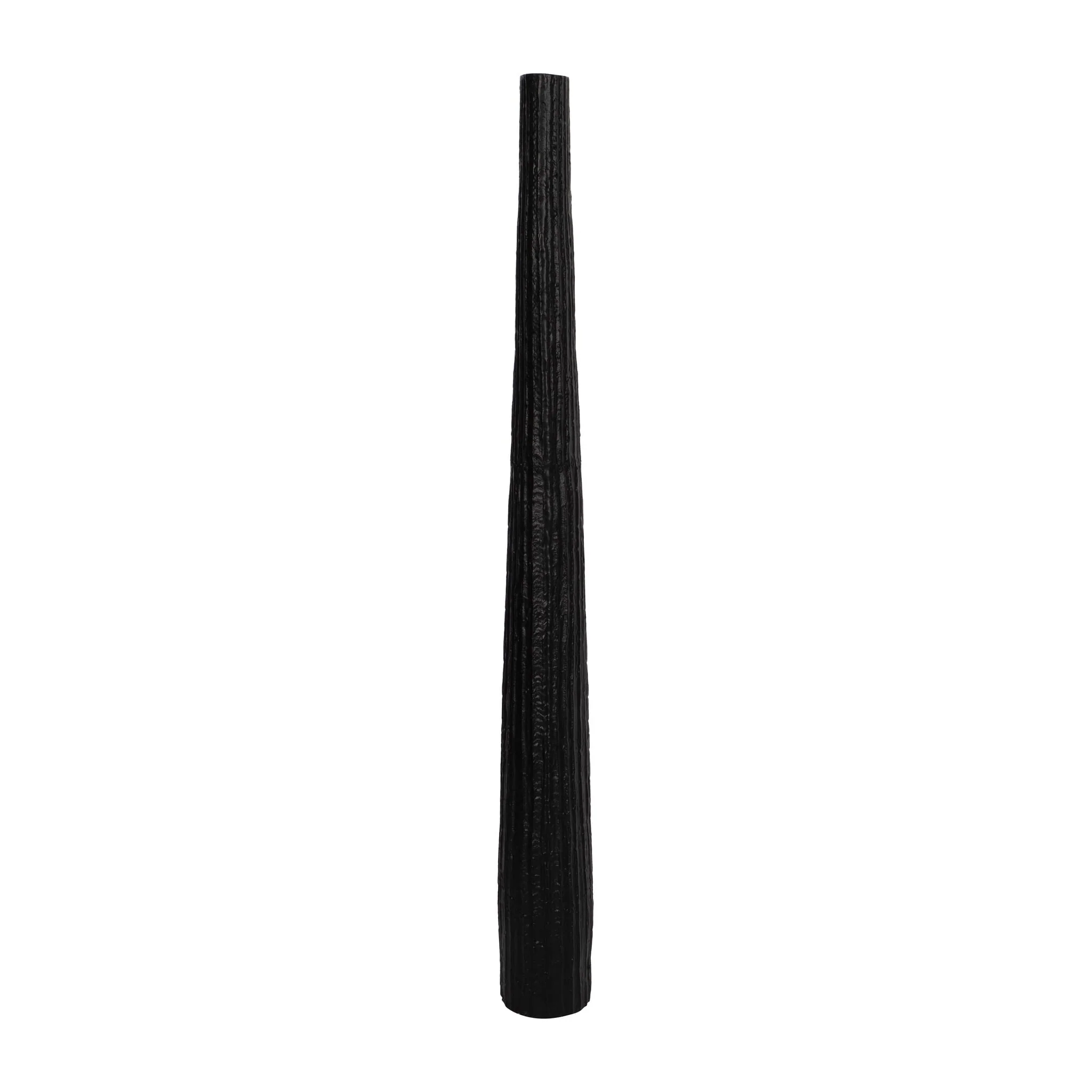 Metal, 58" Ribbed Floor Vase, Black - Image 4