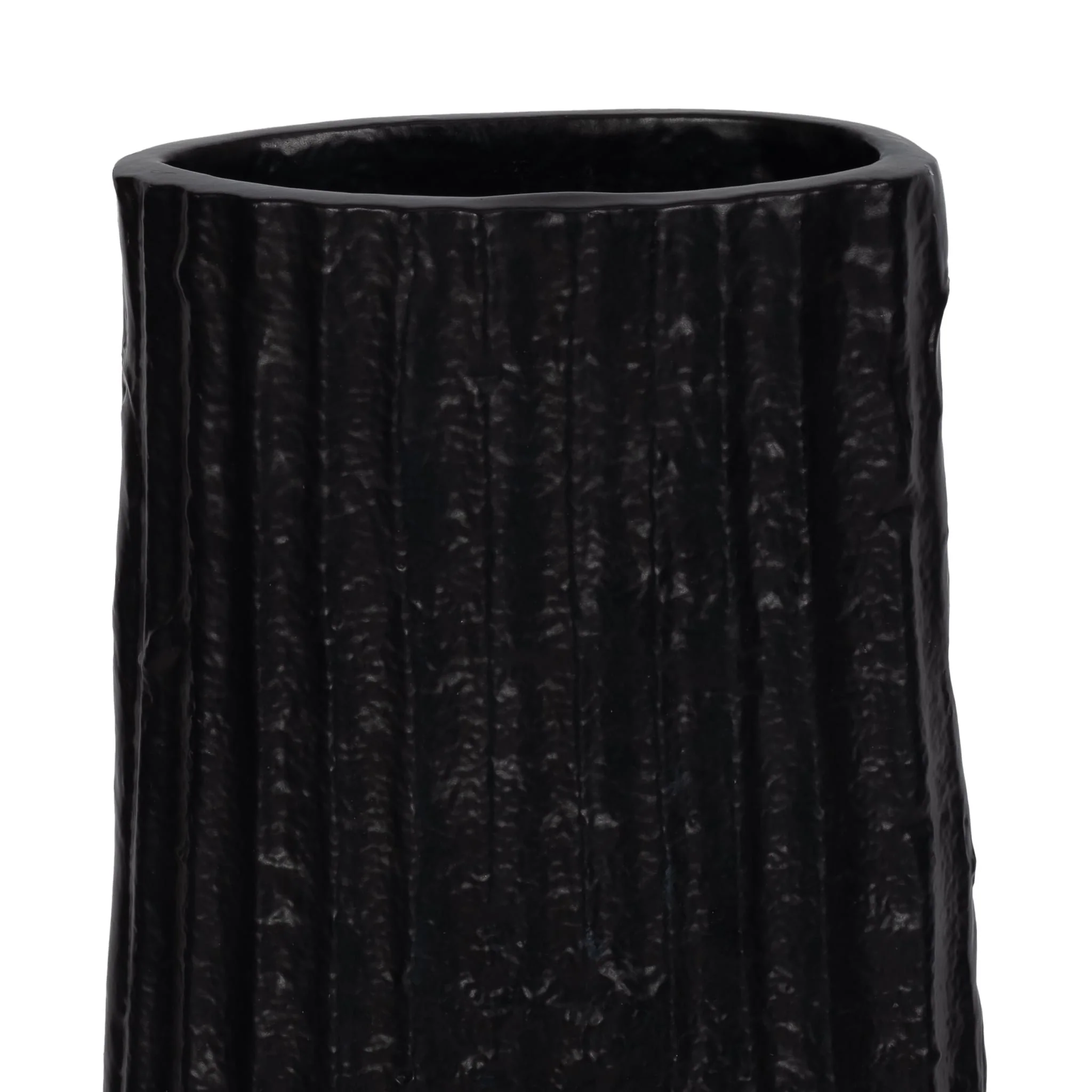 Metal, 58" Ribbed Floor Vase, Black - Image 5
