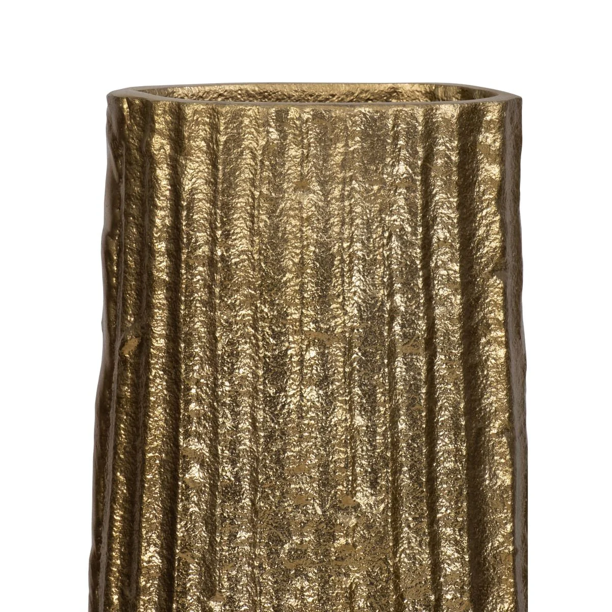 Metal, 58" Ribbed Floor Vase, Gold - Image 5