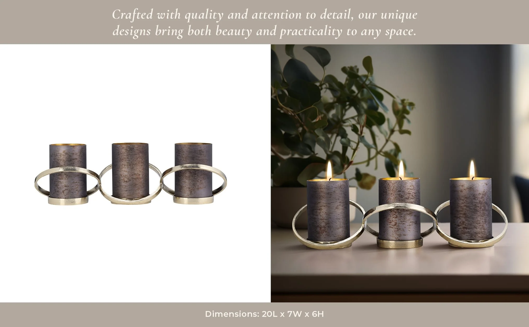 Metal,6",abstract Ring Candle Holder,gold - Image 12