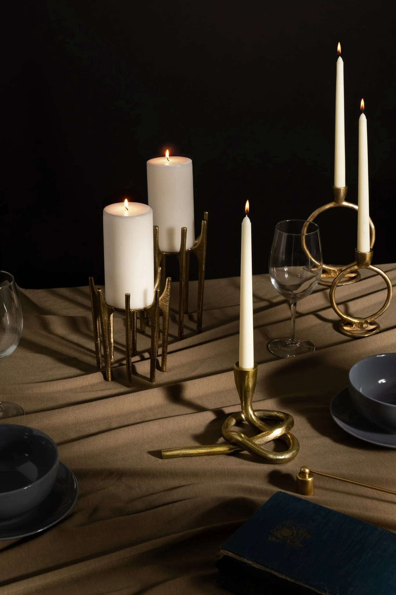 Metal, 6" Candleholder With Spike Legs, Gold - Image 10