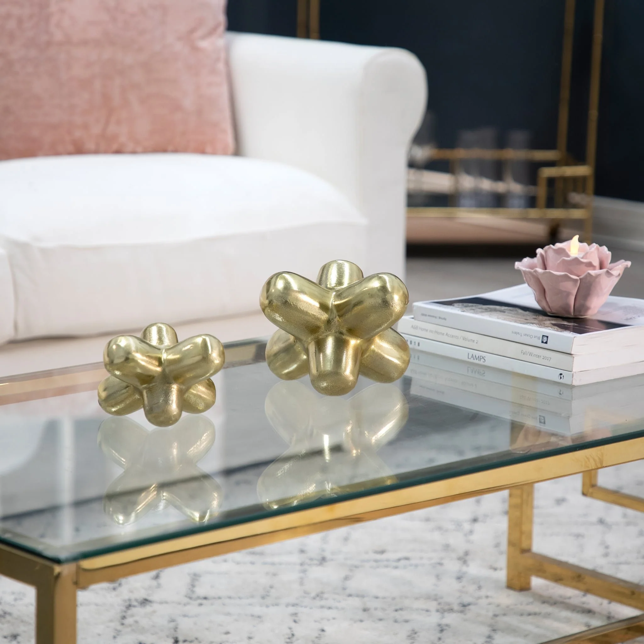 Metal 6" Geometric Orb, Gold - Image 10