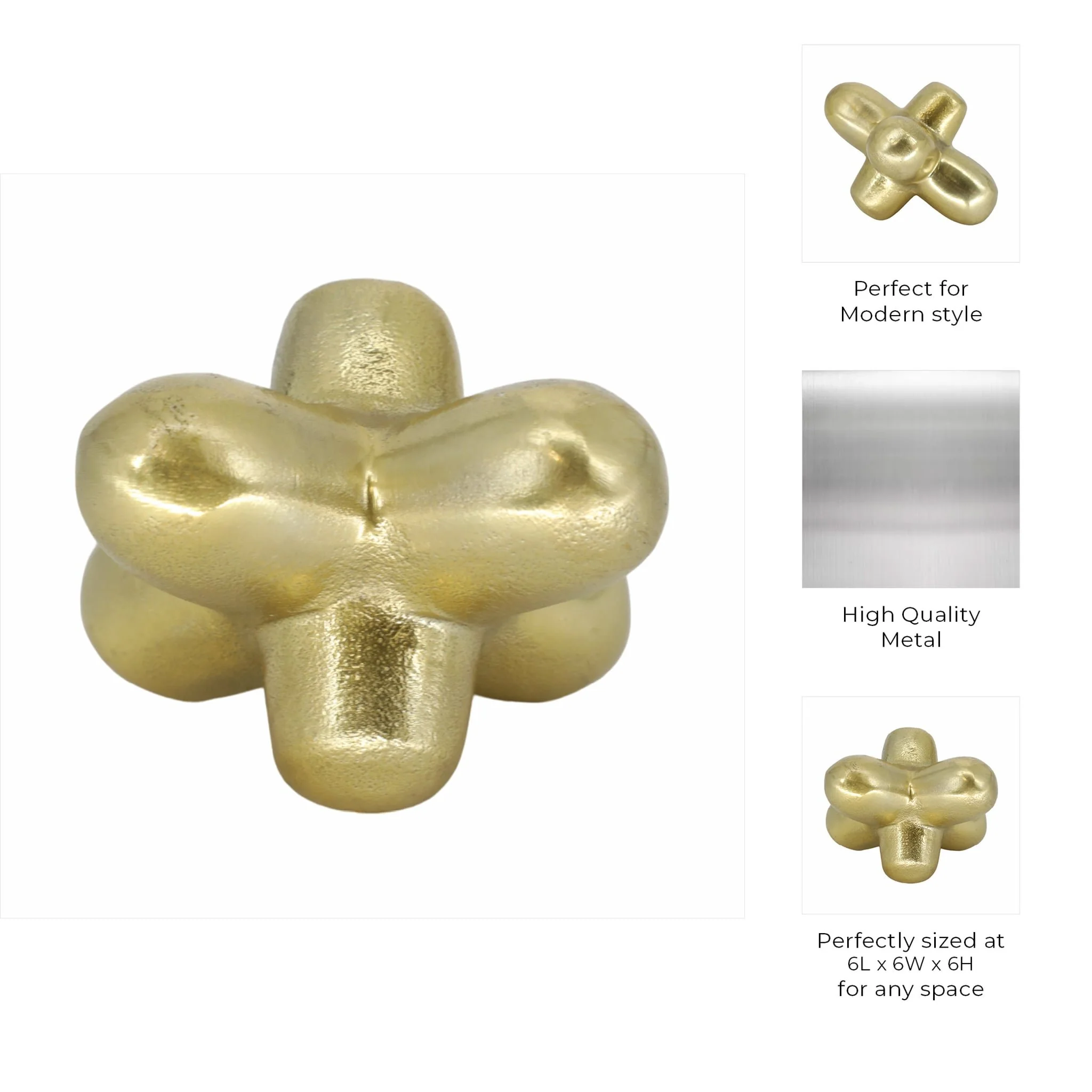 Metal 6" Geometric Orb, Gold - Image 9