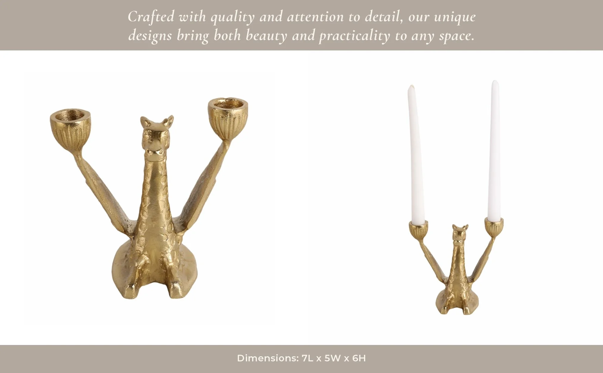 Metal, 6" Giraffe W/ Wings 2 Taper Candle Holder, - Image 14