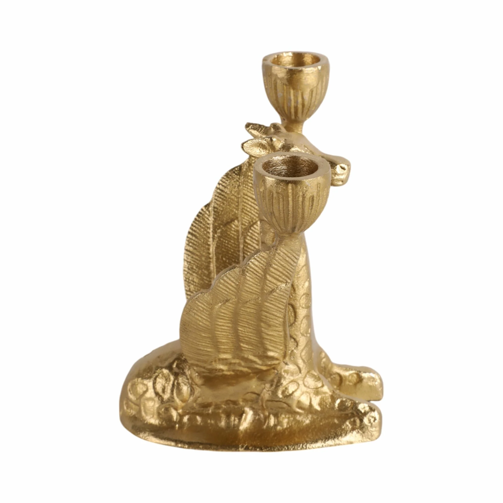 Metal, 6" Giraffe W/ Wings 2 Taper Candle Holder, - Image 4