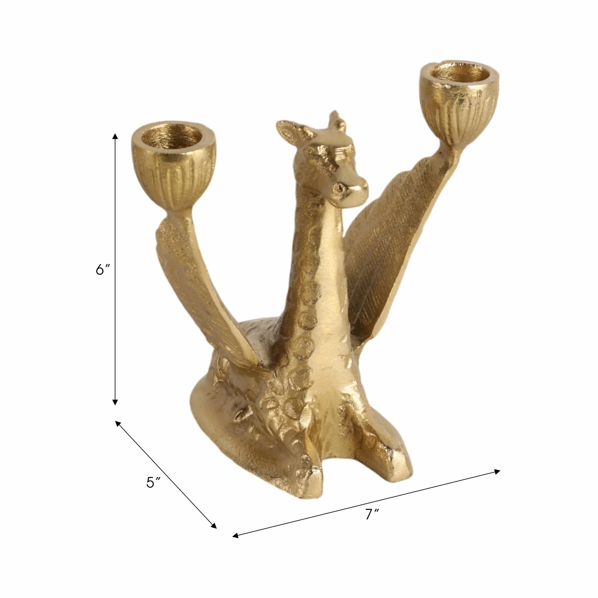 Metal, 6" Giraffe W/ Wings 2 Taper Candle Holder, - Image 9