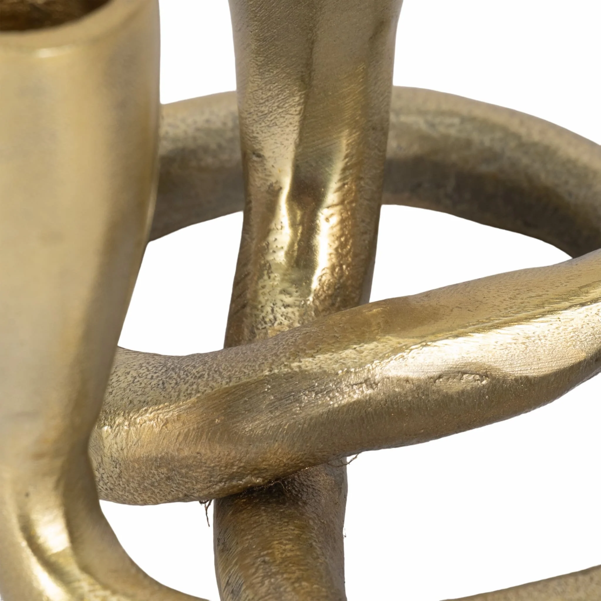 Metal, 6" Knotted 2-taper Candleholder, Gold - Image 5