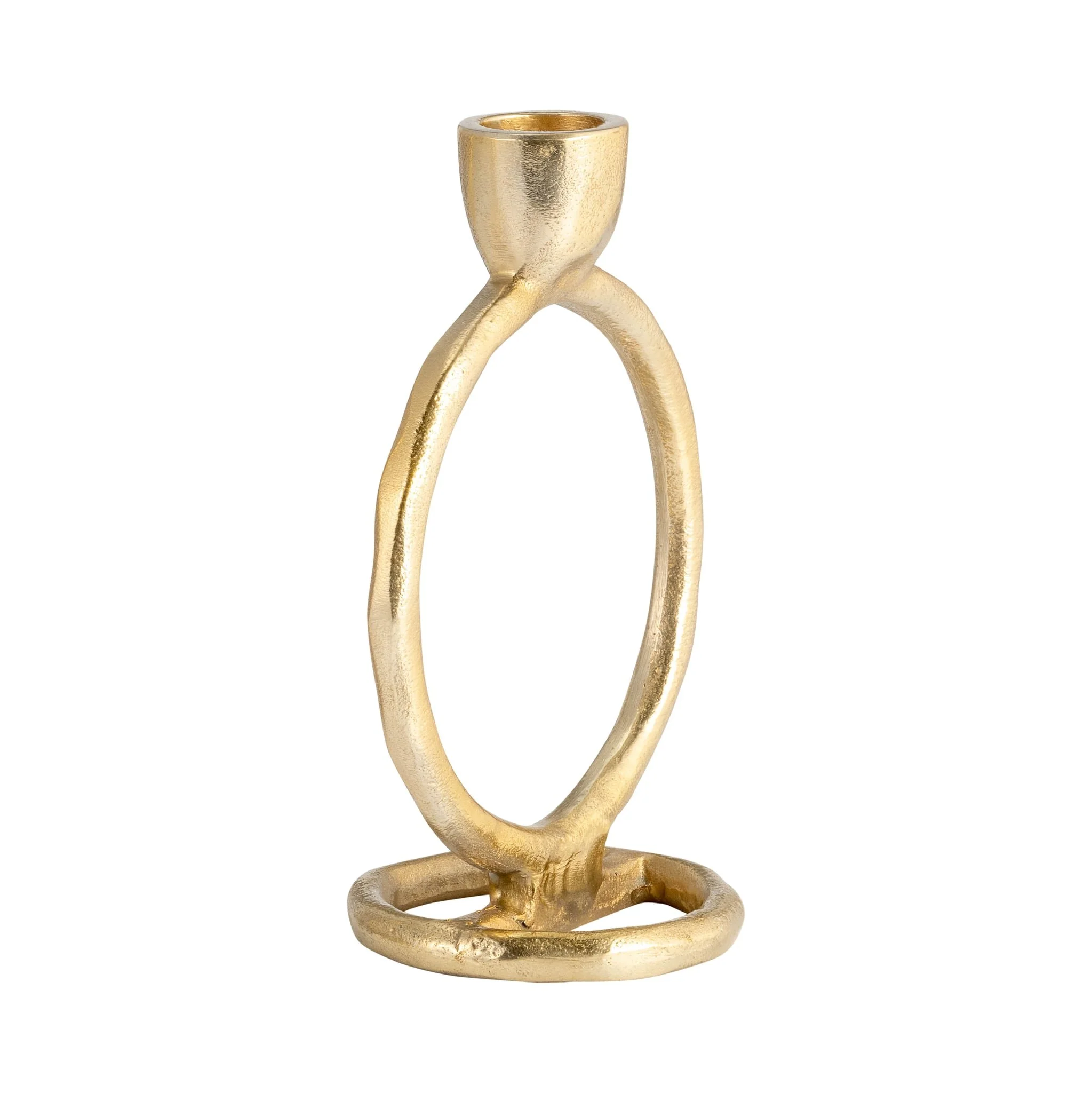 Metal, 6" Round Ring Taper Candleholder, Gold - Image 2