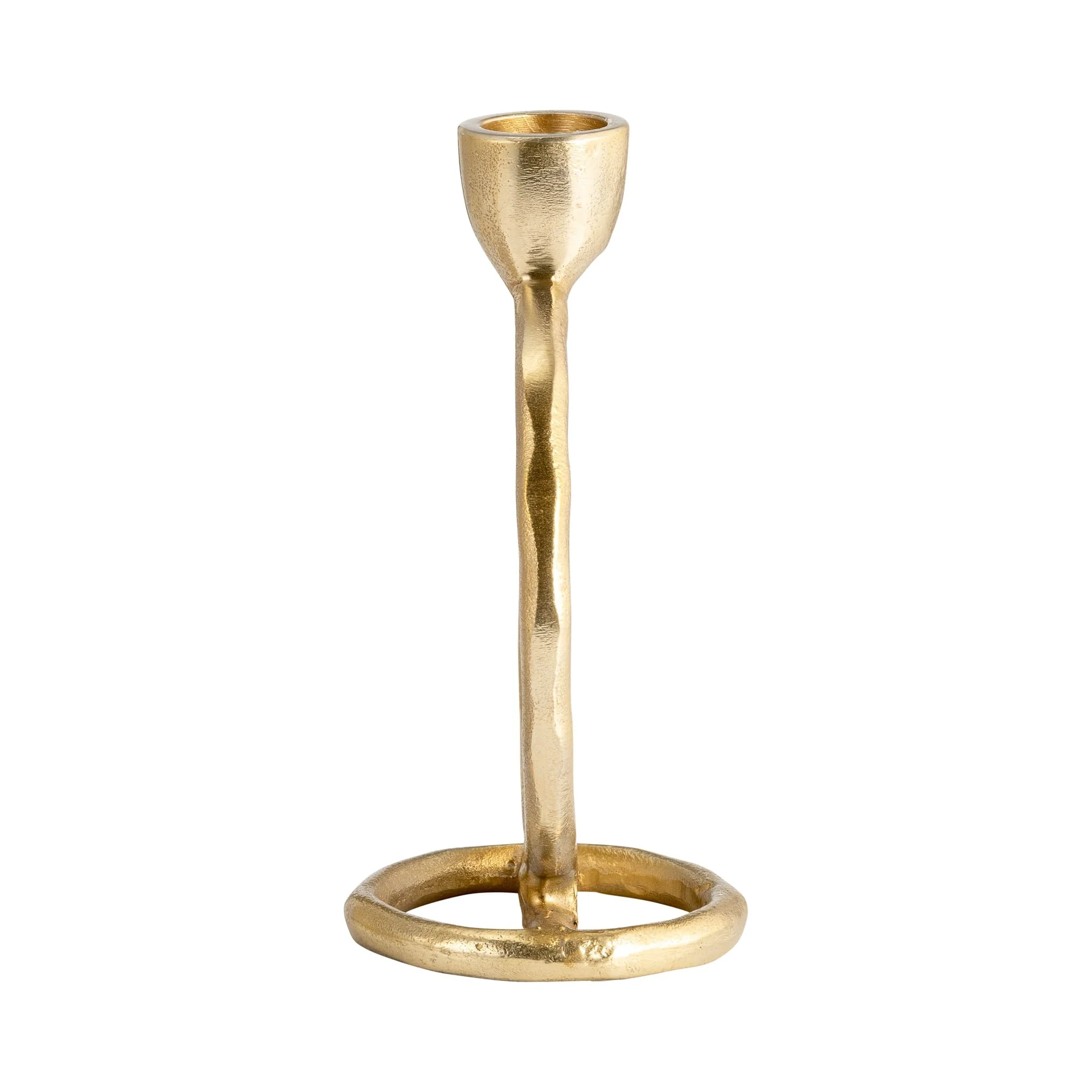 Metal, 6" Round Ring Taper Candleholder, Gold - Image 3