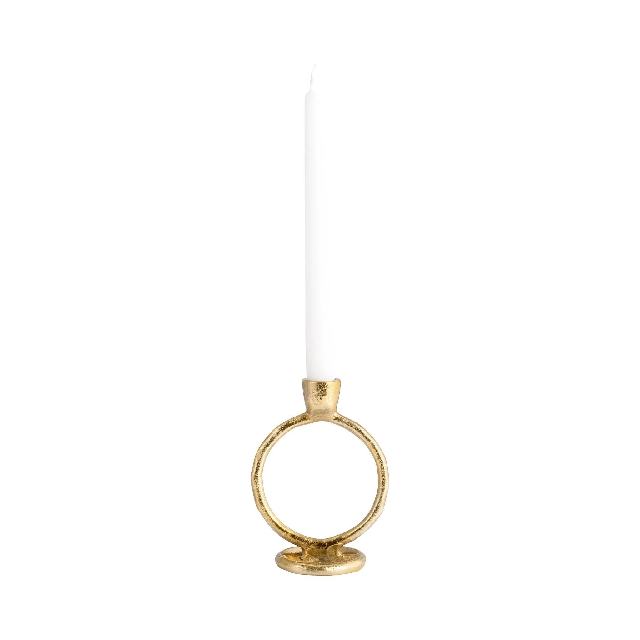 Metal, 6" Round Ring Taper Candleholder, Gold - Image 4