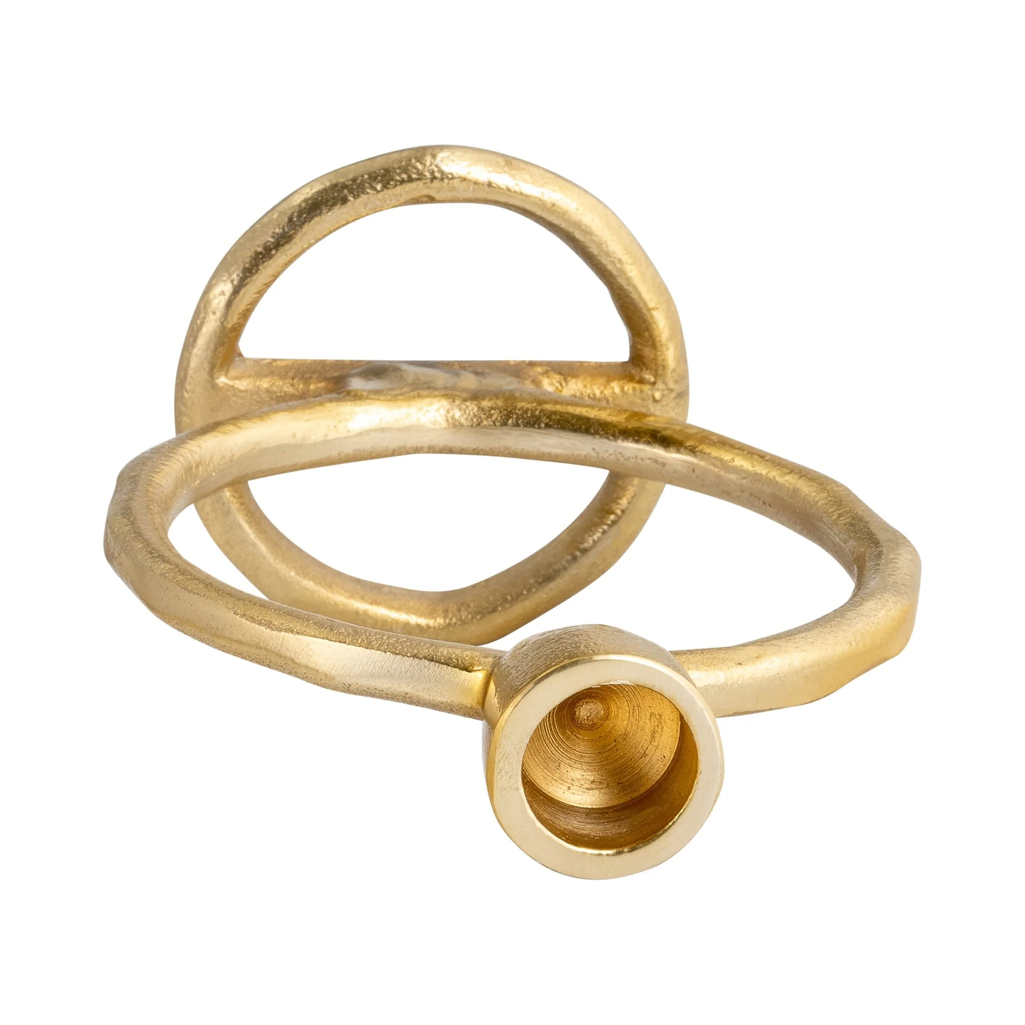Metal, 6" Round Ring Taper Candleholder, Gold - Image 6